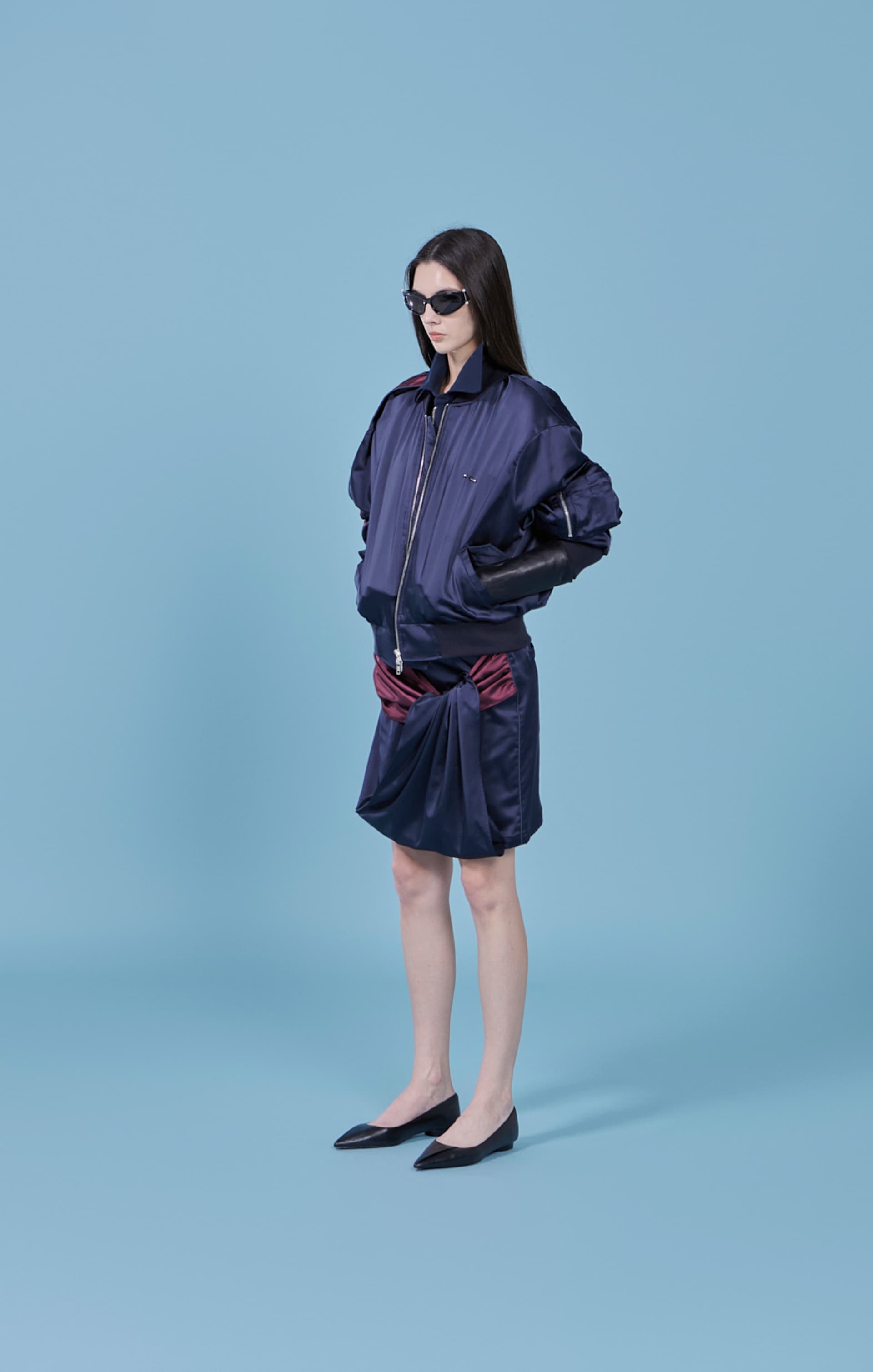 Two Tone Double Tuck Bomber Jacket — vue 4
