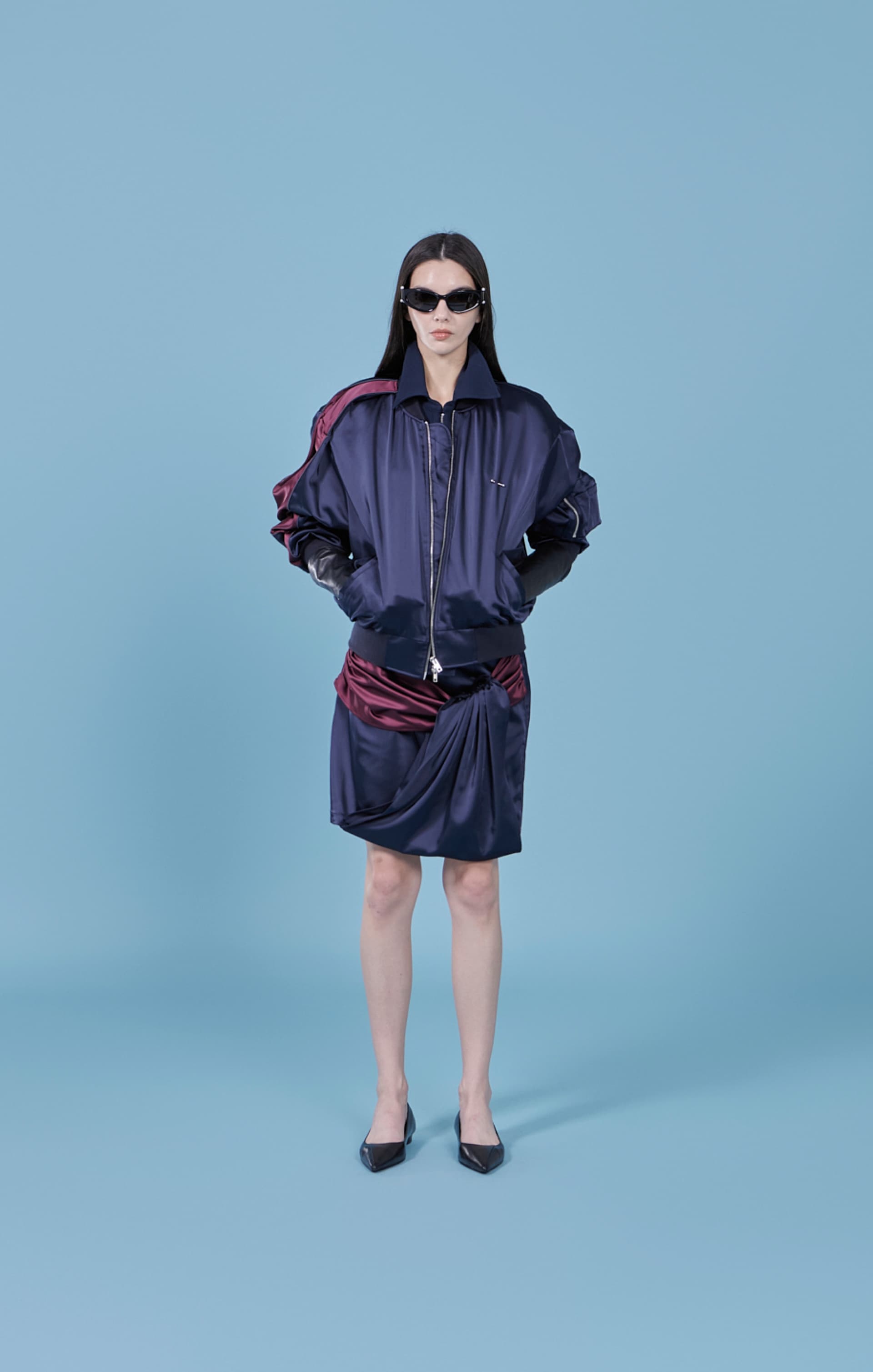 Two Tone Double Tuck Bomber Jacket