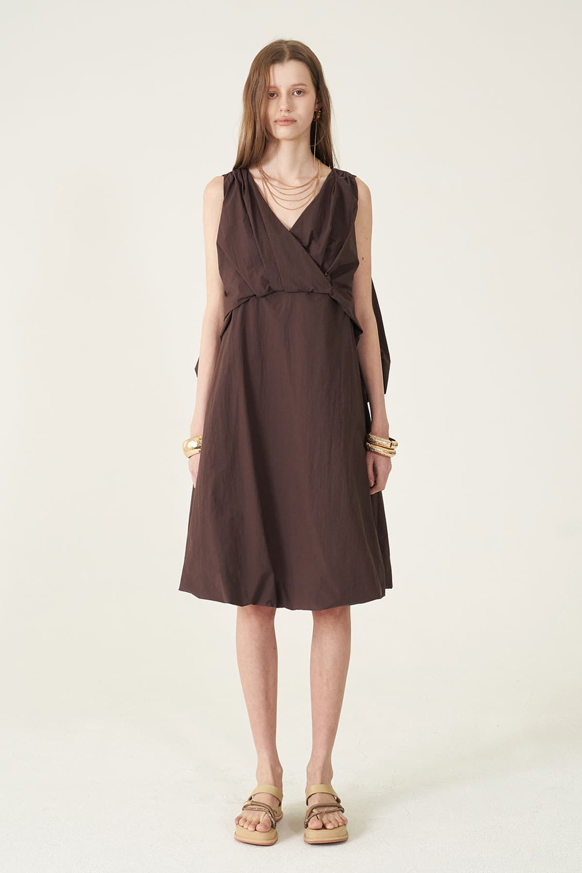 [CAHIERS 26SS] Papery Texture Back Volume Bustier Dress