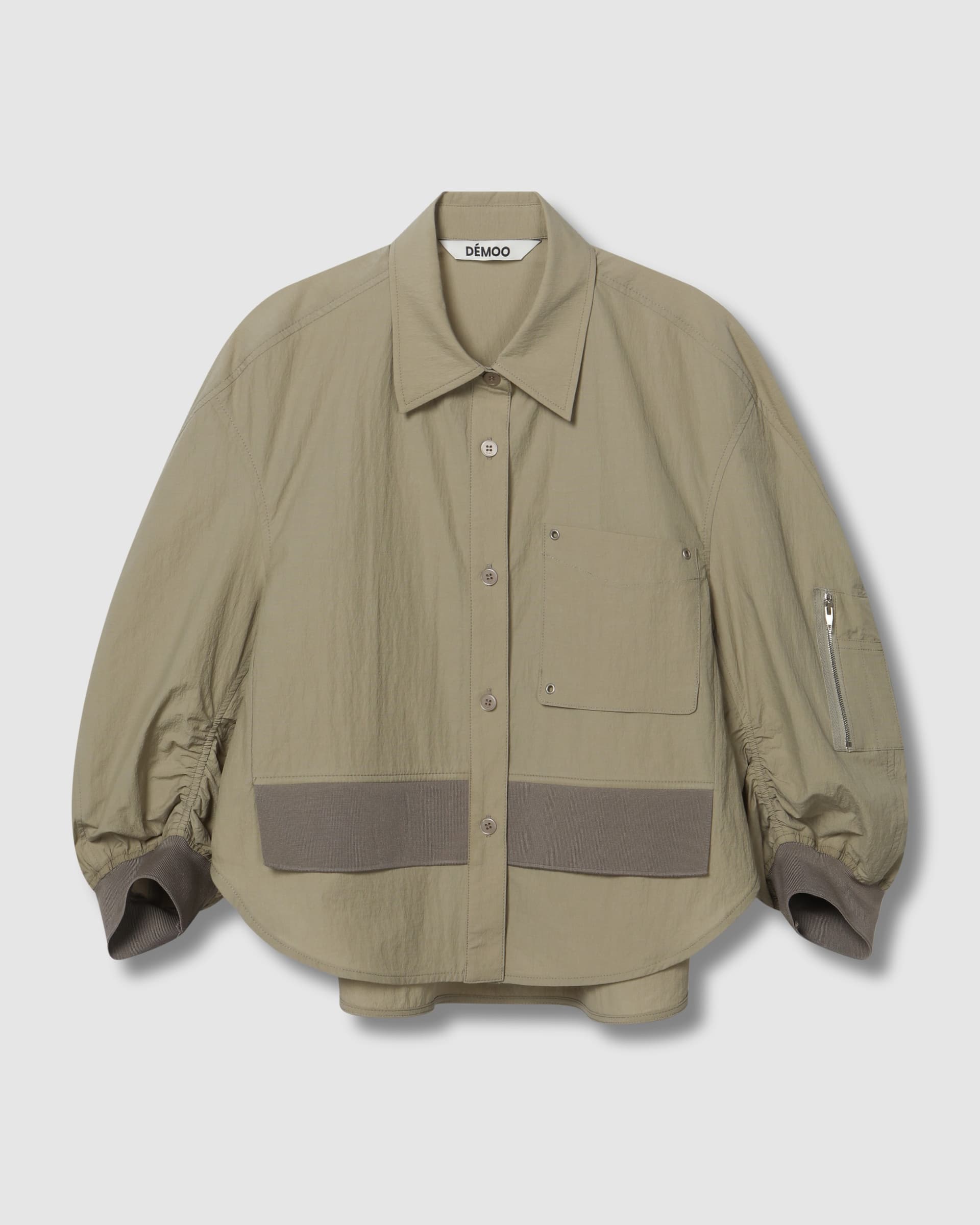 Back Shirring Collar Jacket Khaki Beige — vue 2