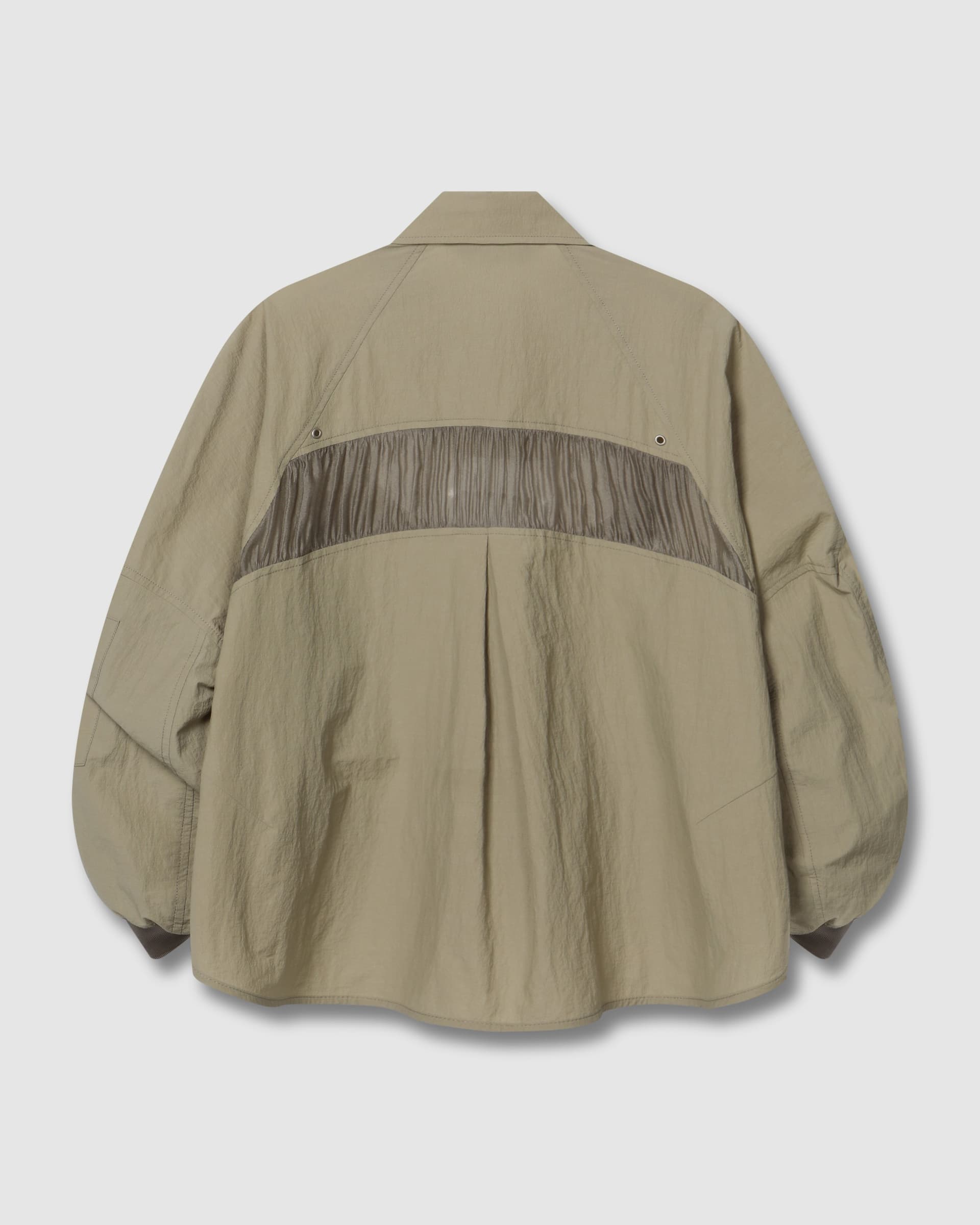 Back Shirring Collar Jacket Khaki Beige — vue 3