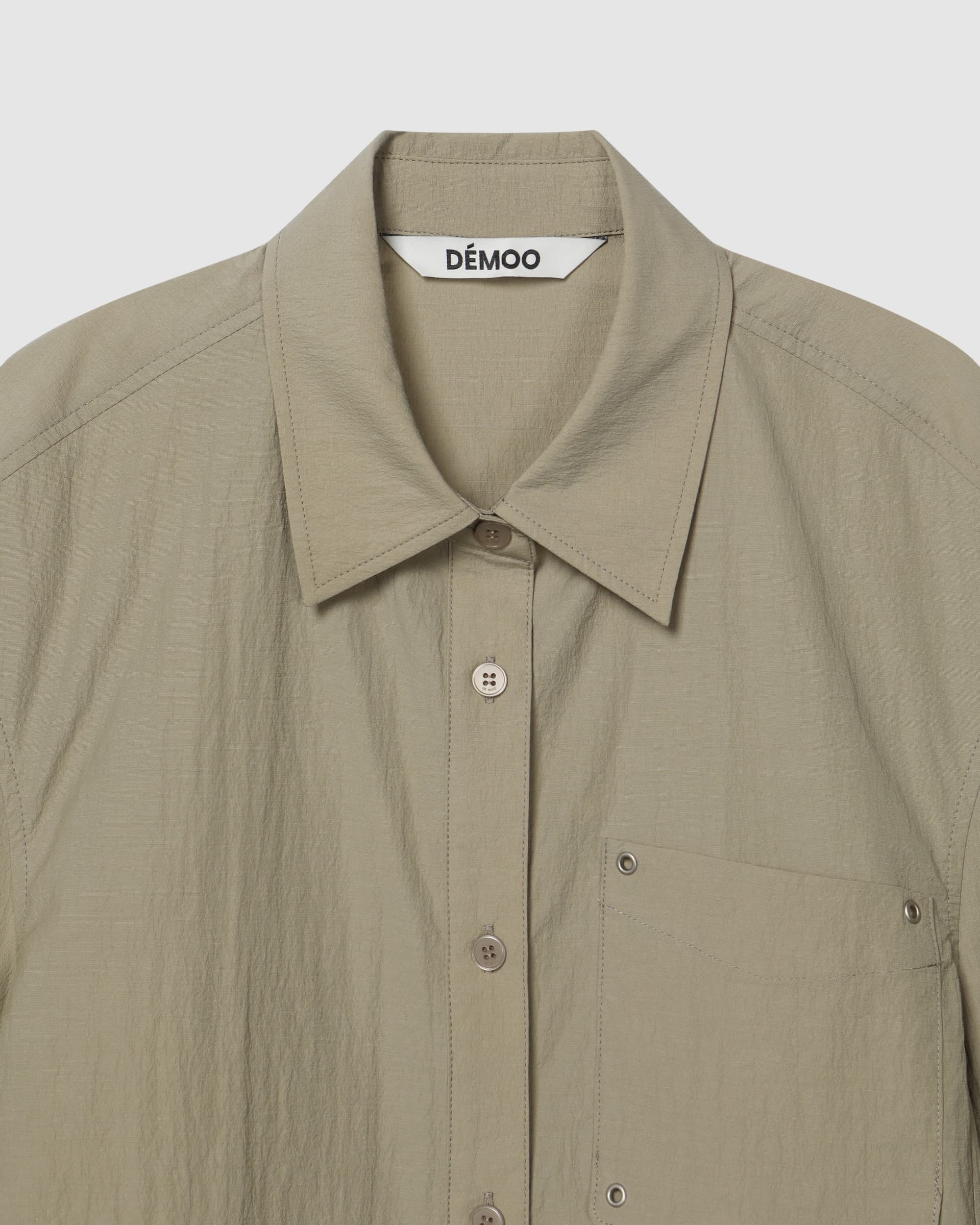 Back Shirring Collar Jacket Khaki Beige — vue 4
