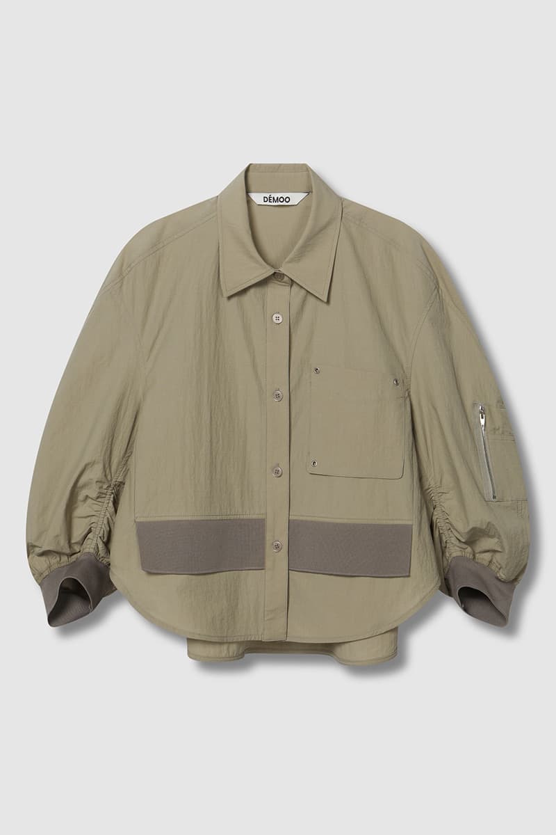 Back Shirring Collar Jacket Khaki Beige — vue 1