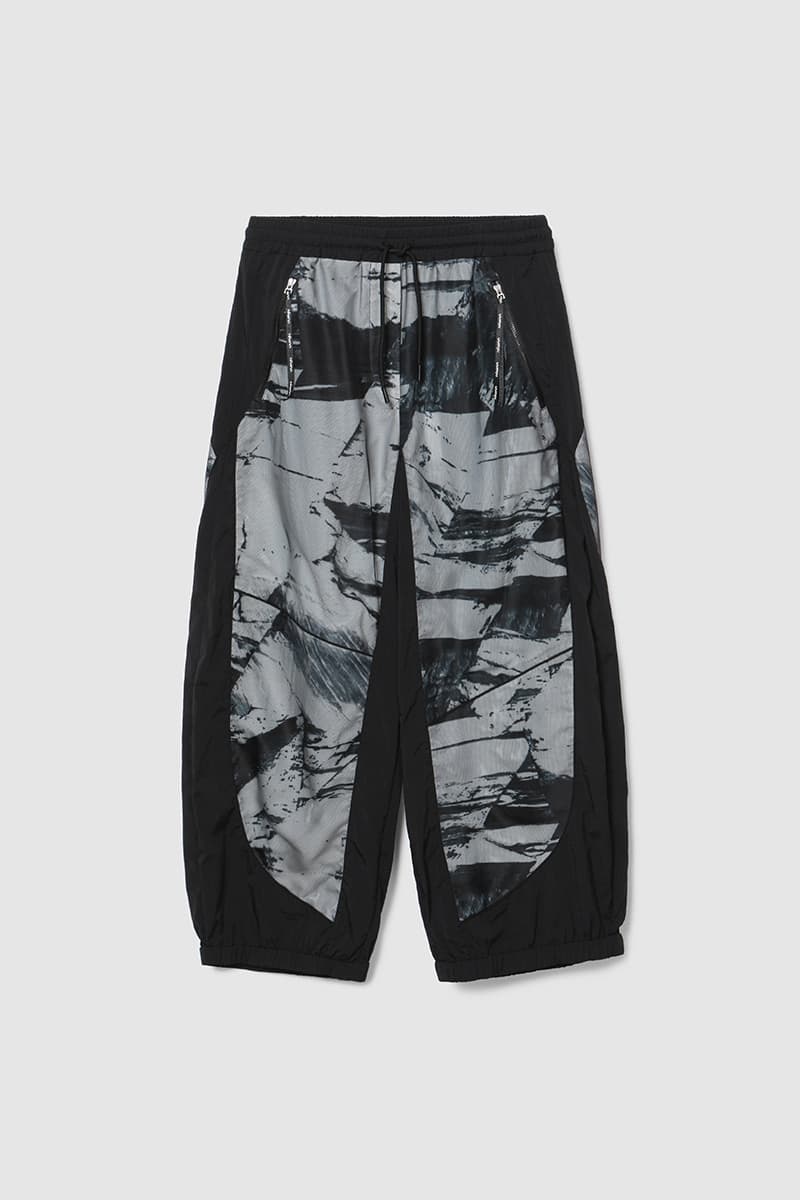 Print Mesh Banding Pants Black PT