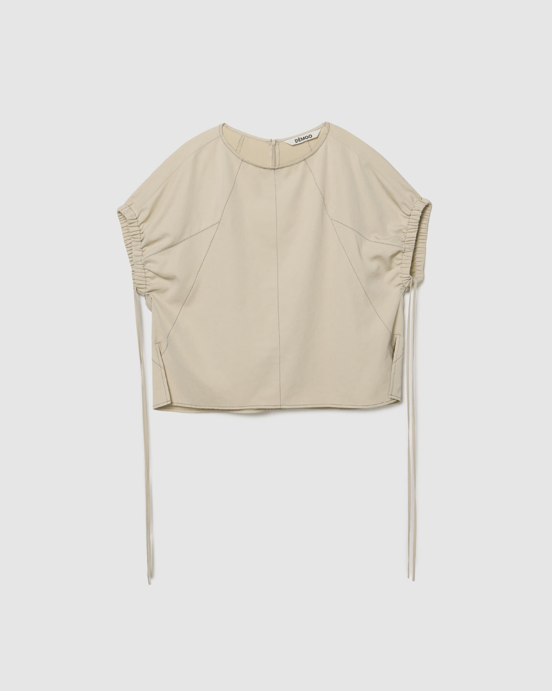 Curved Cut Stitch Blouse Beige — vue 2