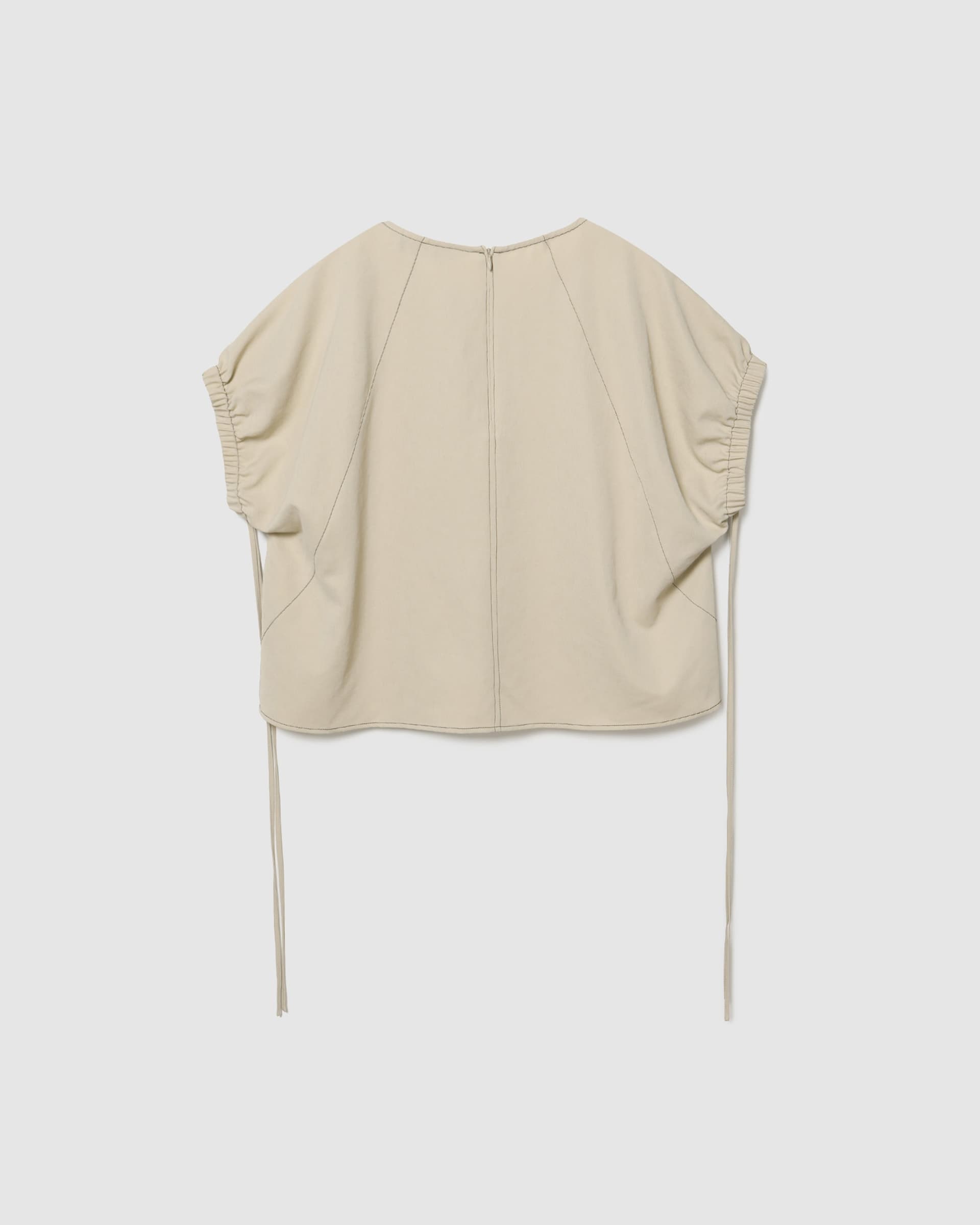 Curved Cut Stitch Blouse Beige — vue 3