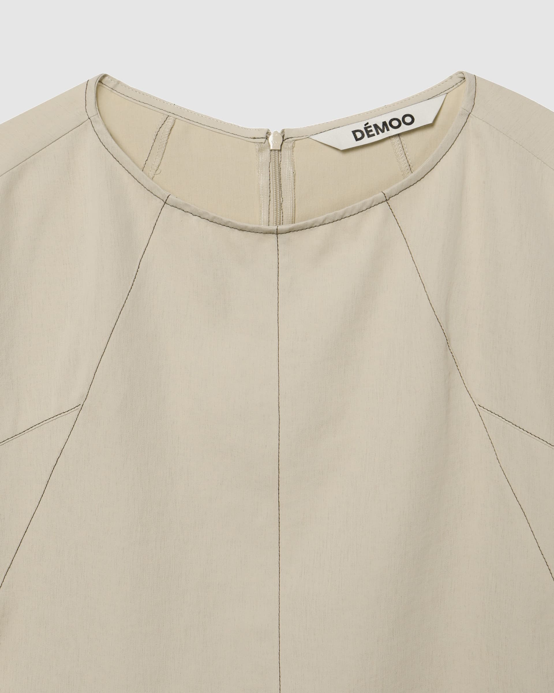 Curved Cut Stitch Blouse Beige — vue 4