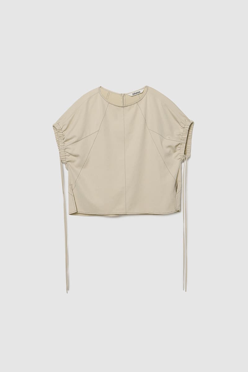 Curved Cut Stitch Blouse Beige — vue 1