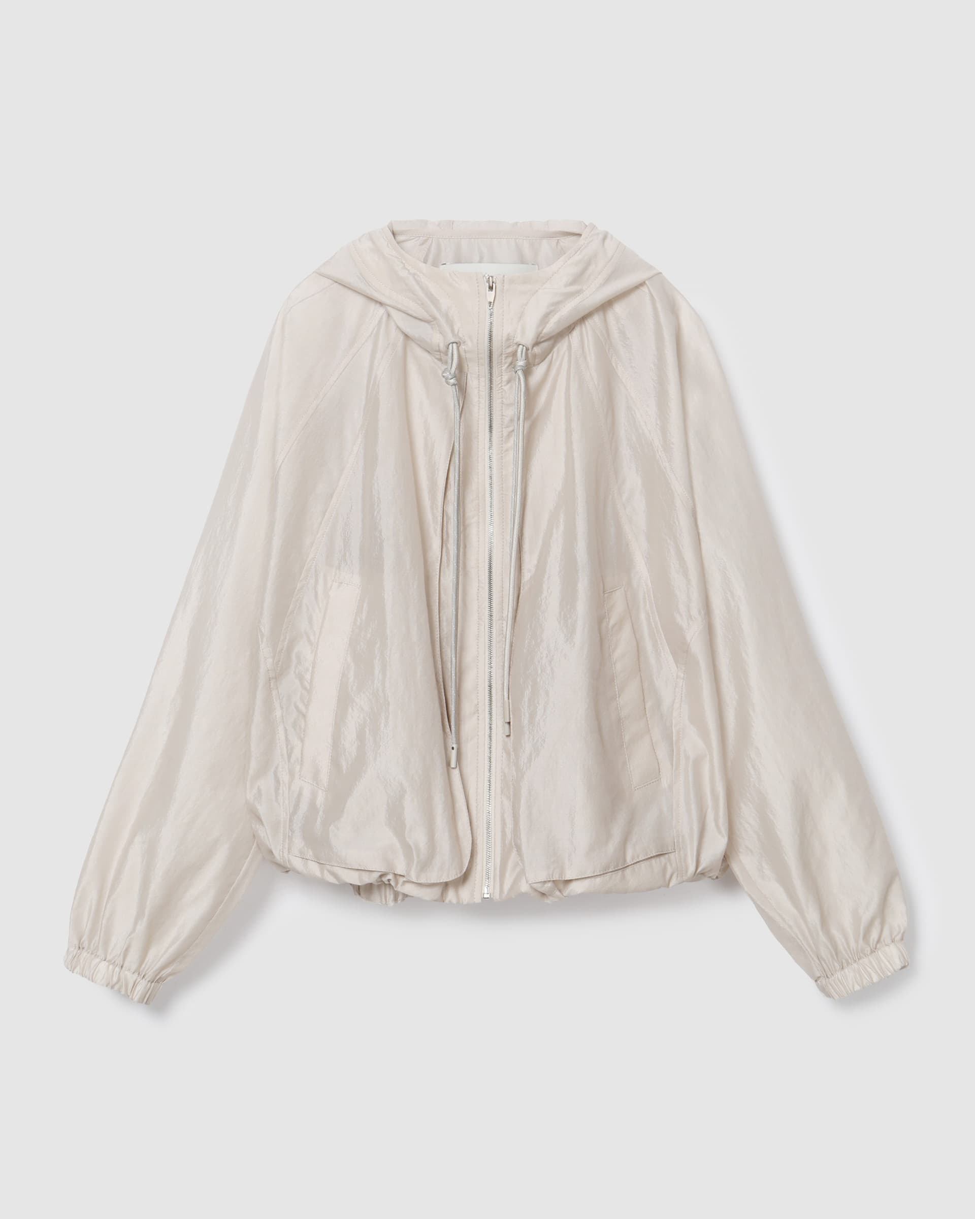 Hooded Zip-Up Jacket Beige — vue 2