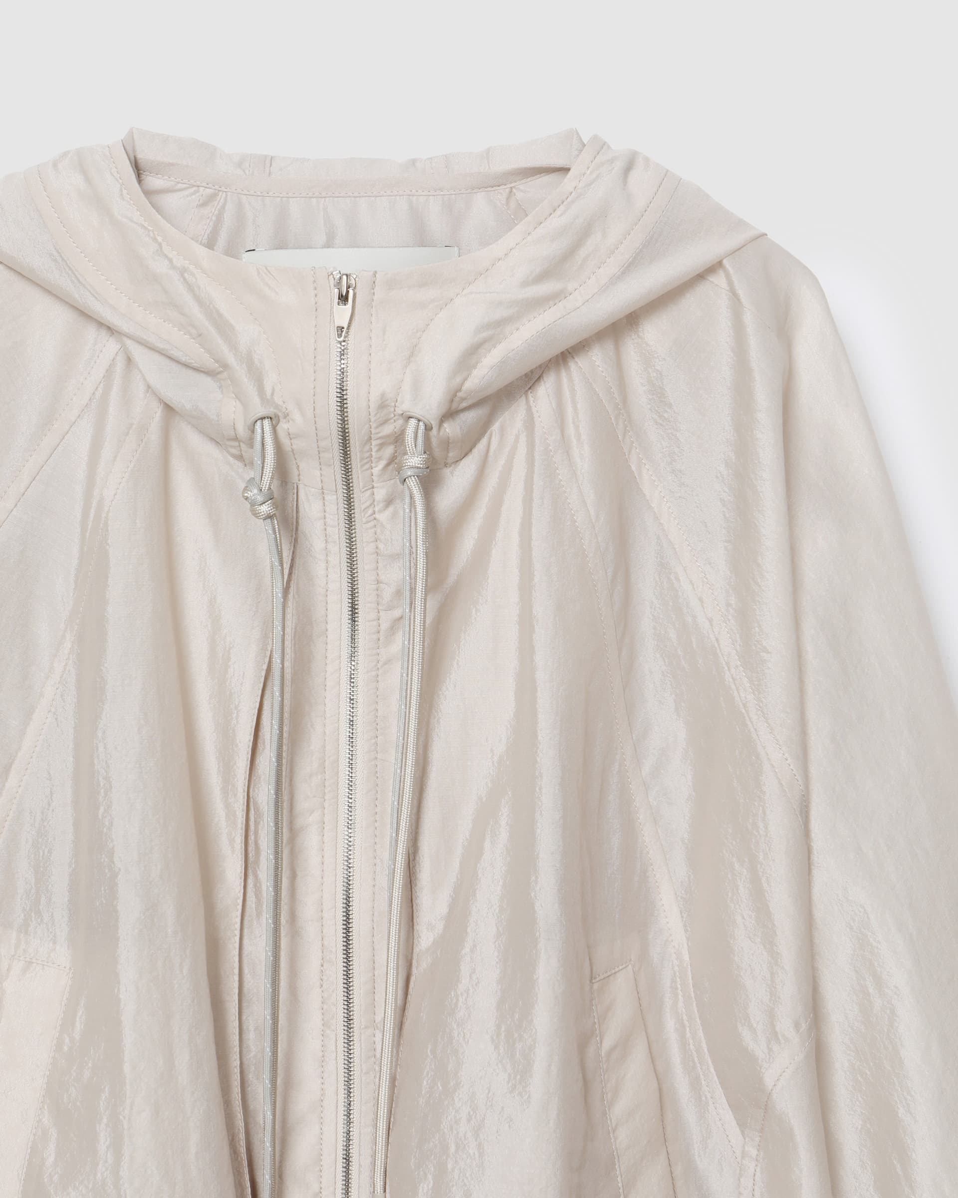 Hooded Zip-Up Jacket Beige — vue 4