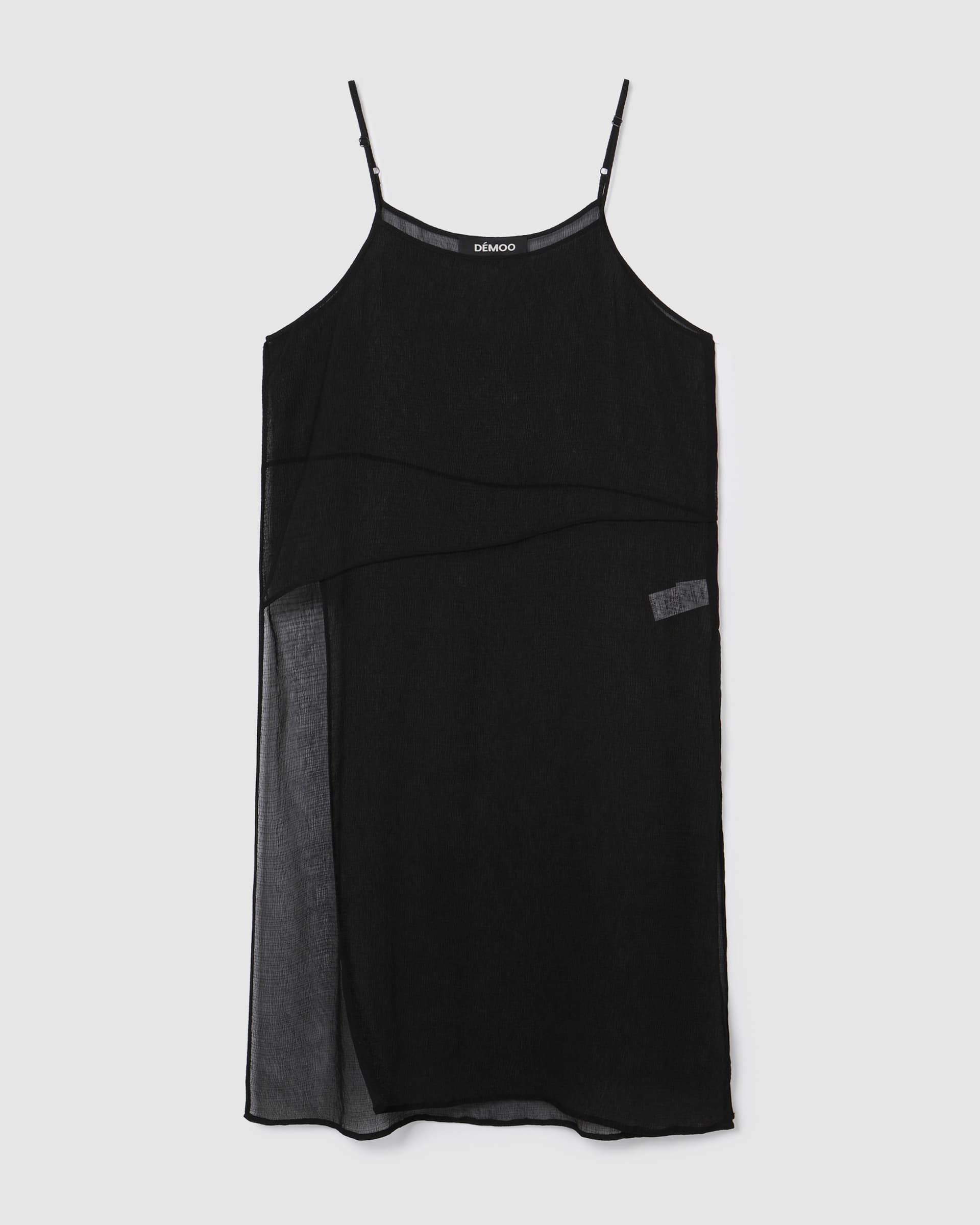 Printed Sleeveless Slit Dress Black — vue 2