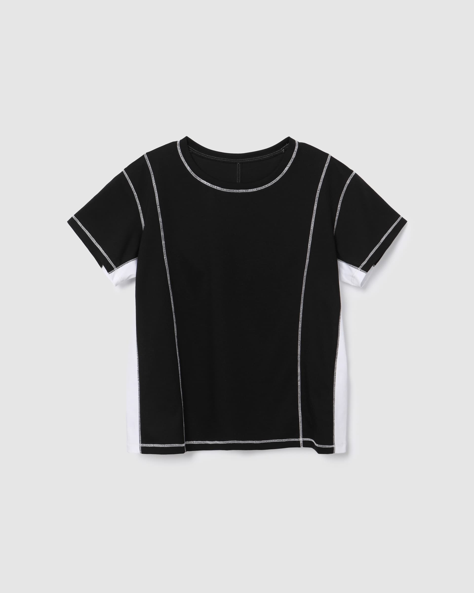 Color Block Panel Half T-Shirt Black — vue 2