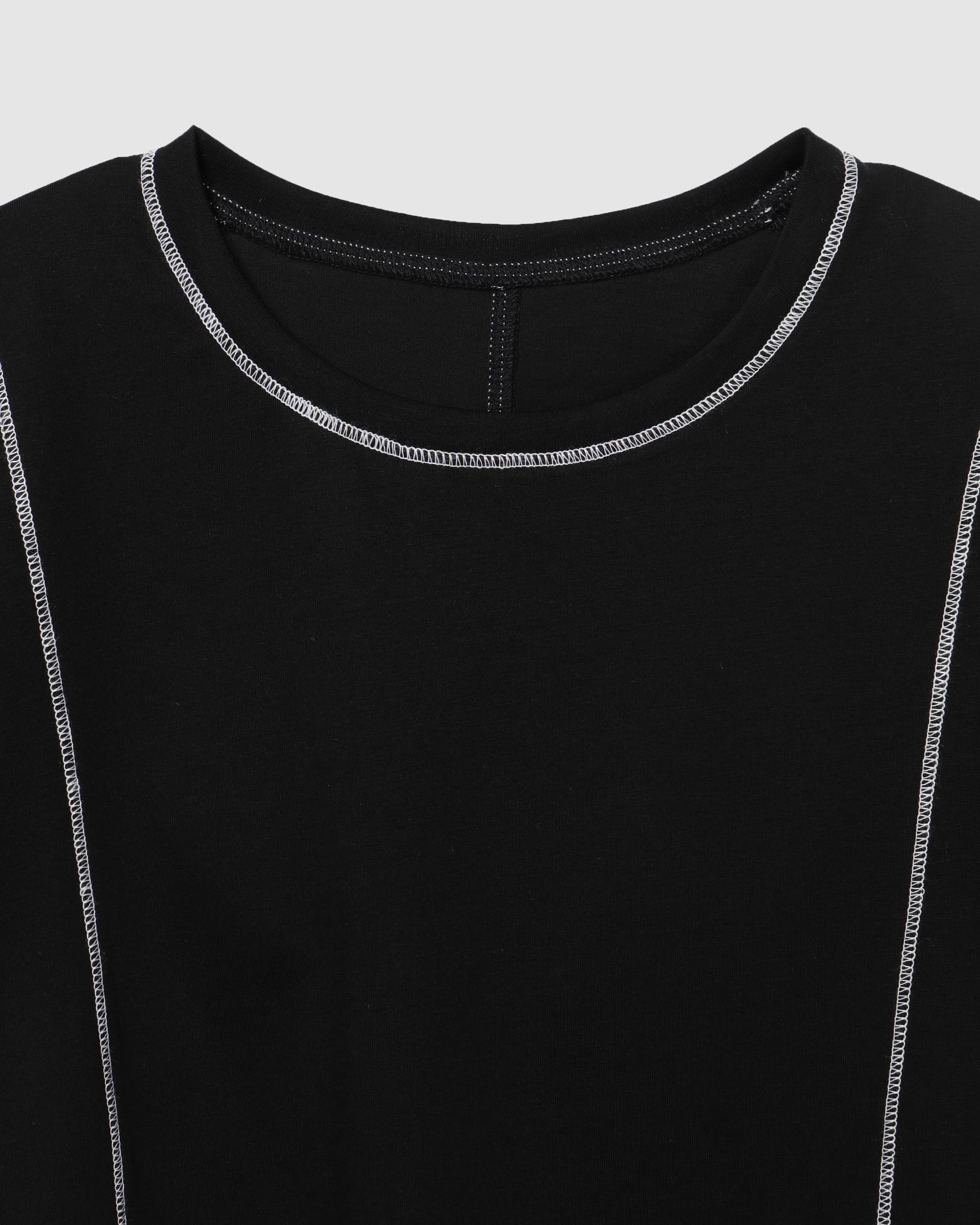 Color Block Panel Half T-Shirt Black — vue 4