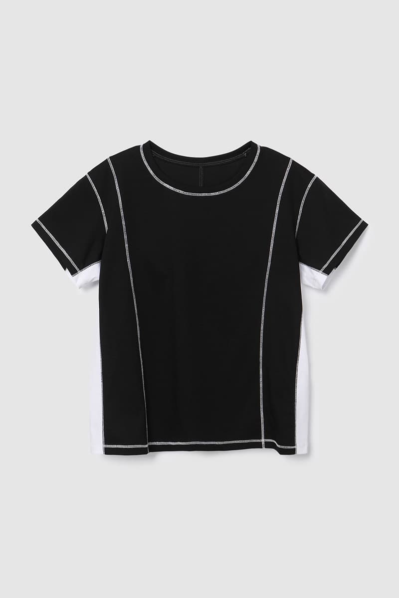 Color Block Panel Half T-Shirt Black — vue 1