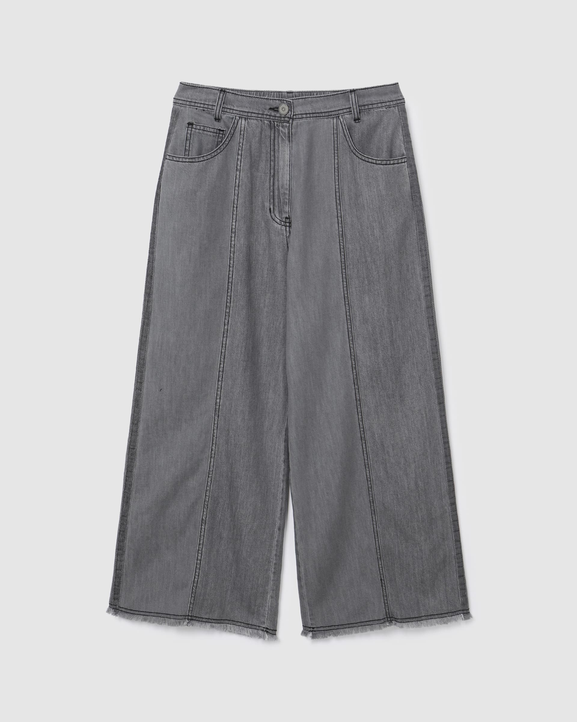 Wide Two-Tone Denim Pants Grey — vue 2