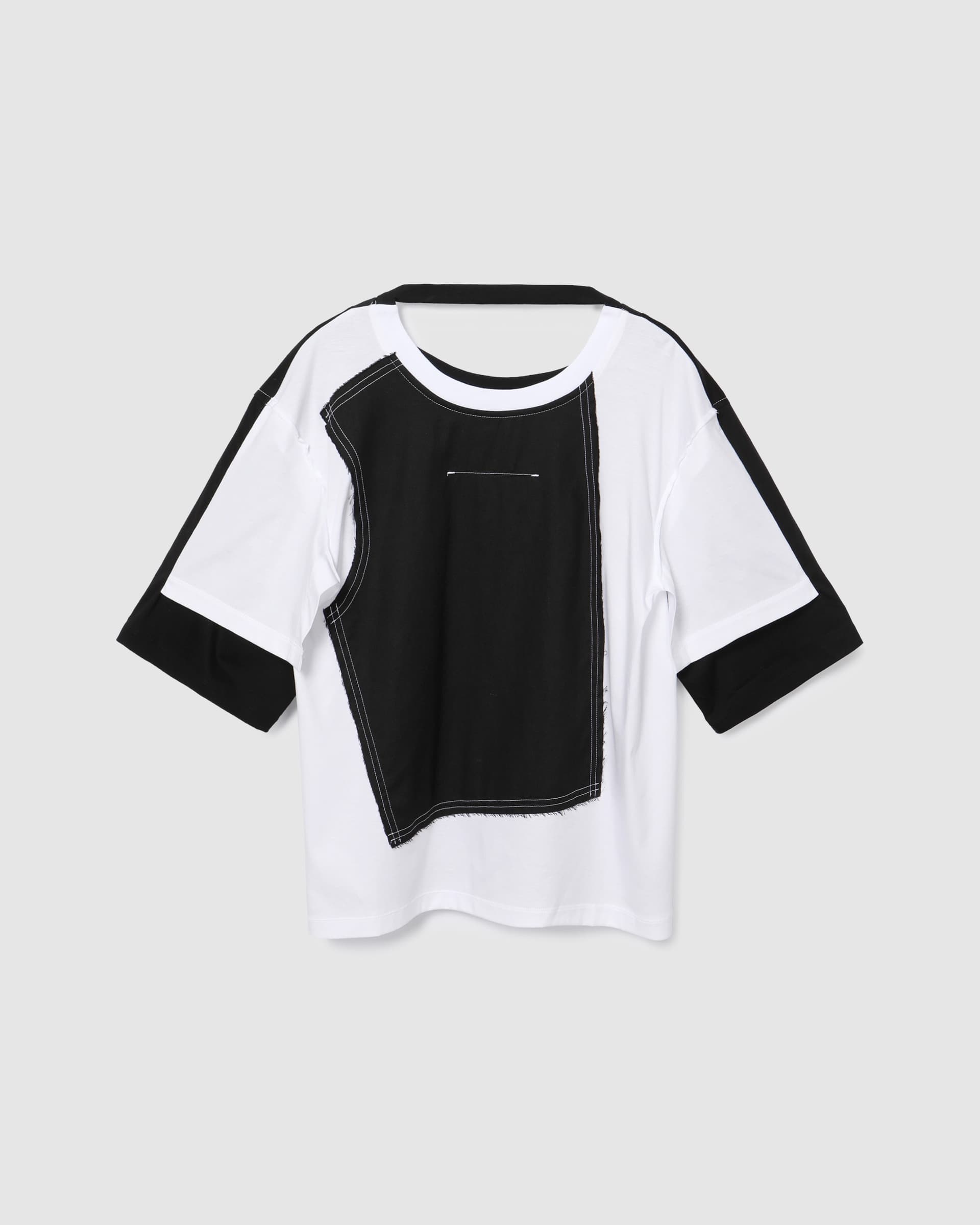 Double Sleeve Colored T-Shirt Black/White — vue 2