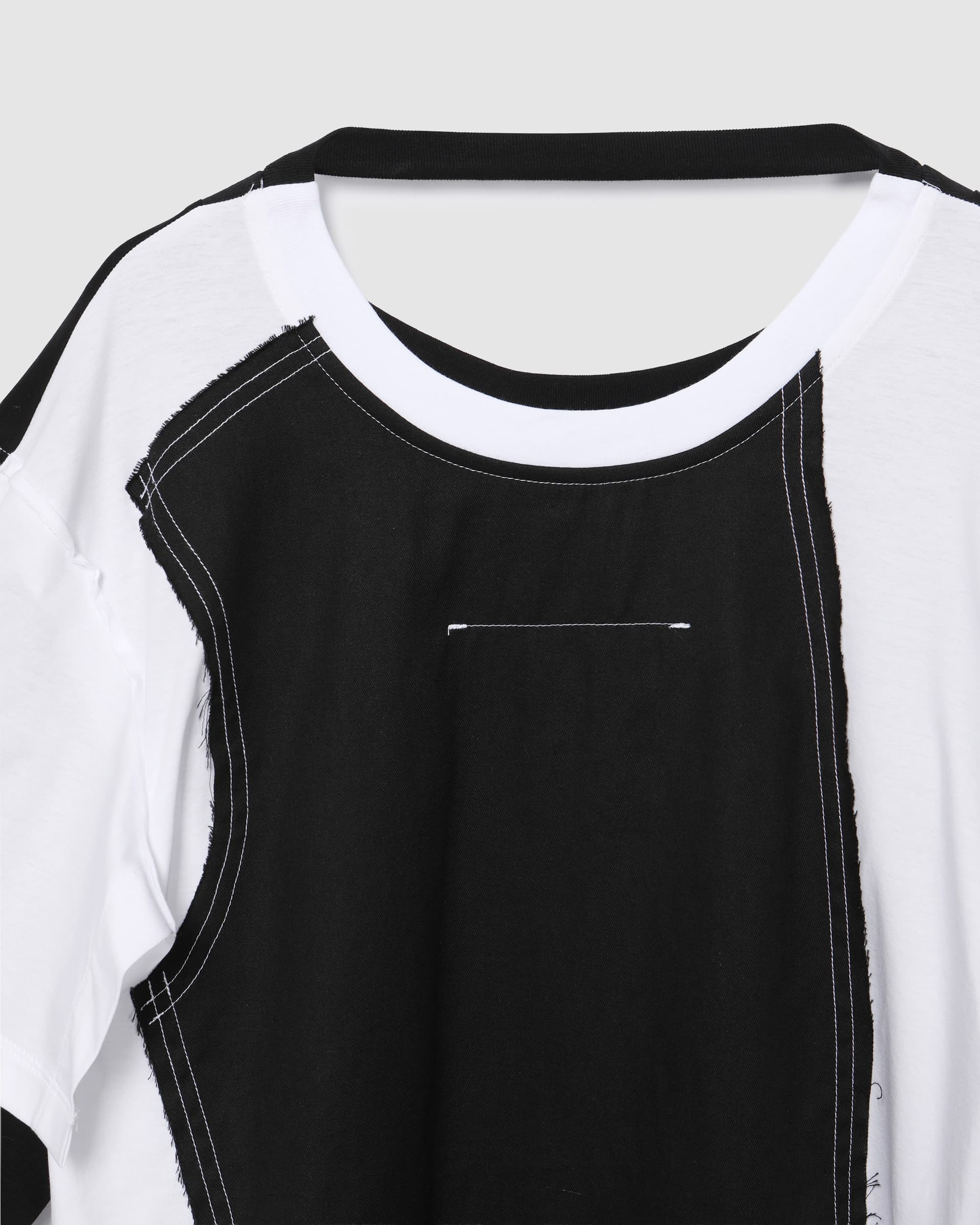 Double Sleeve Colored T-Shirt Black/White — vue 4