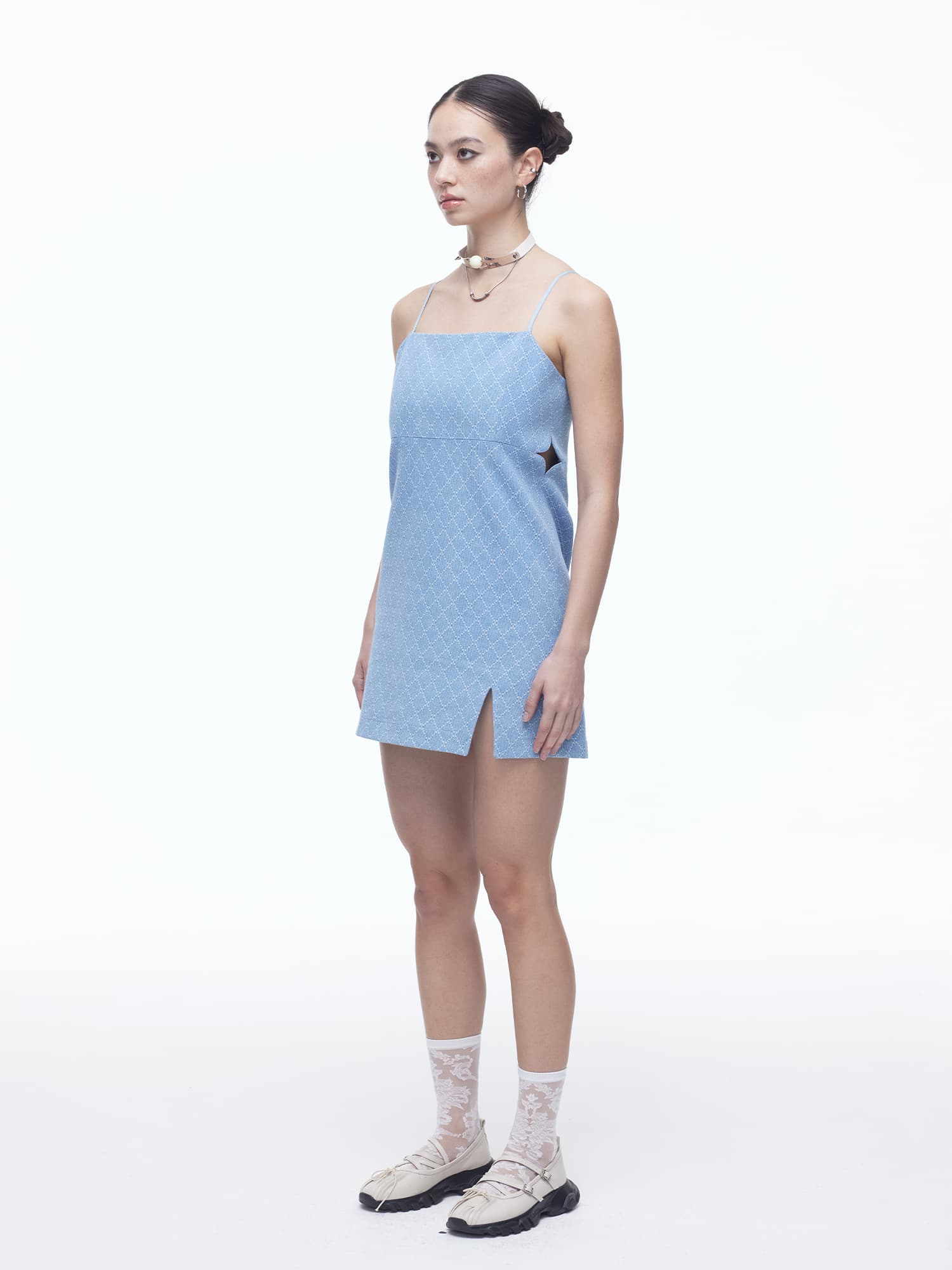 Diamond Hole Denim Dress (BL) — vue 2