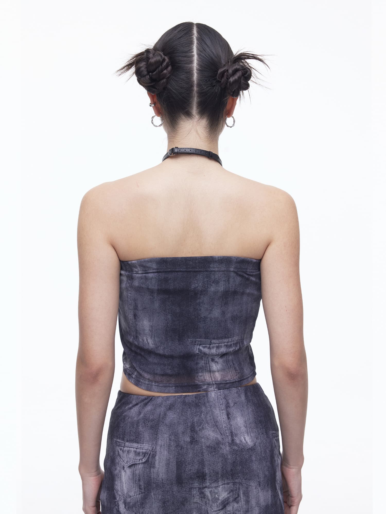 Denim Mesh Top (BK) — vue 4