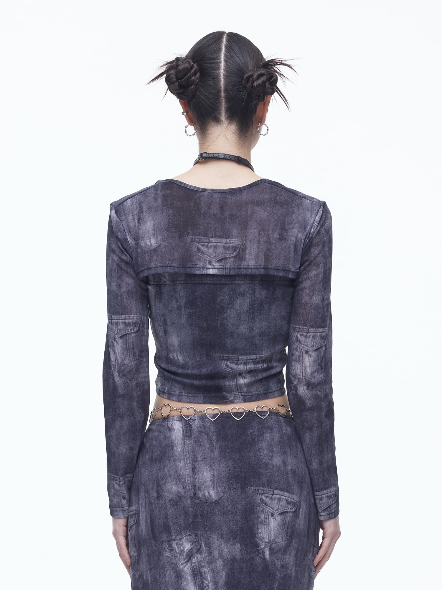 Denim Mesh Top (BK) — vue 8