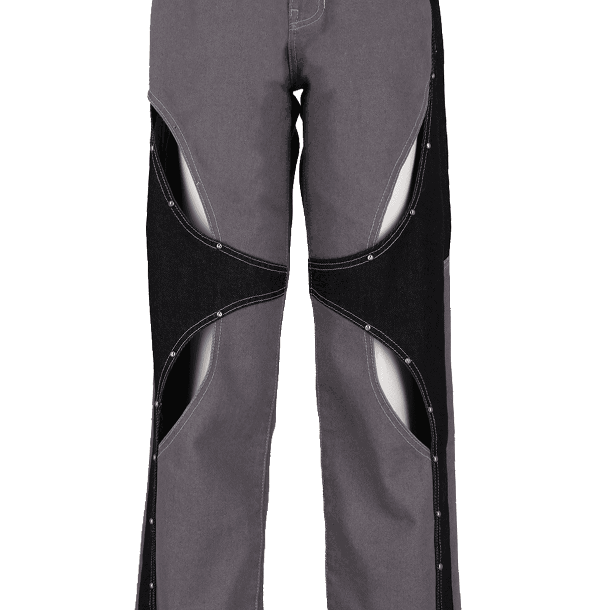 Stud Gray Cut Out Denim Pants — vue 2