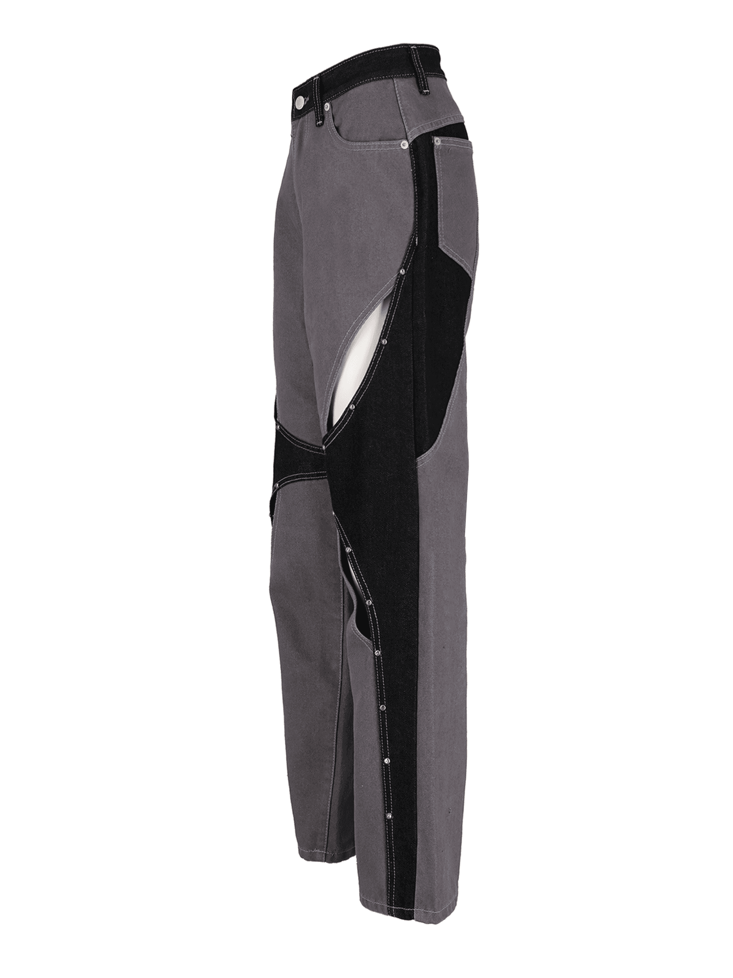 Stud Gray Cut Out Denim Pants — vue 3