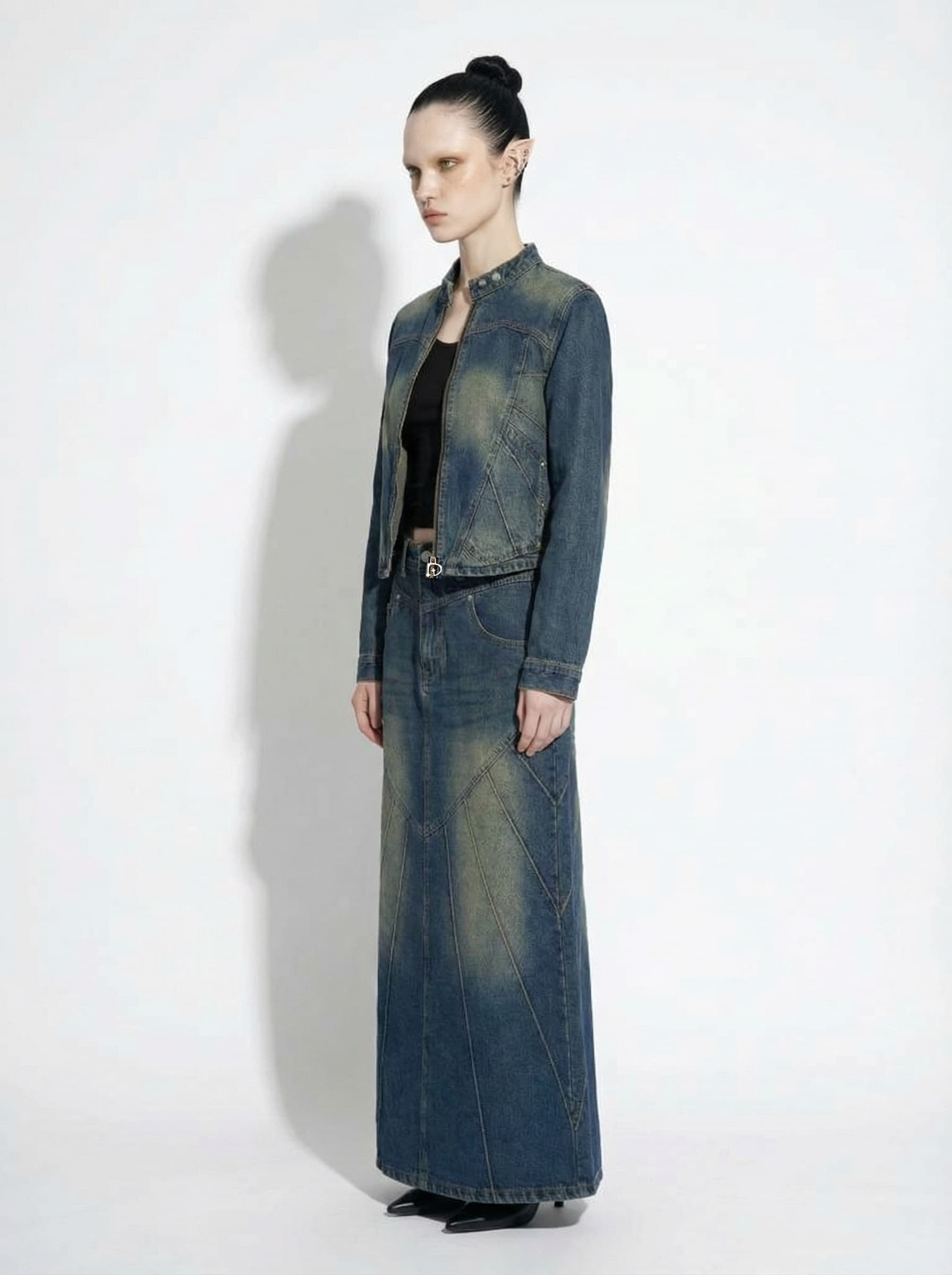 Piping Heart Denim Skirt — vue 4