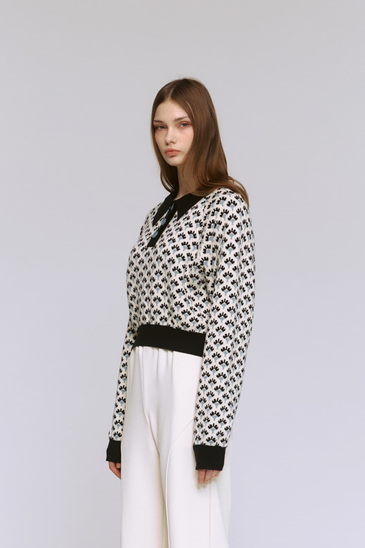 Jacquard Raglan Collar T-Shirt (IV) — vue 9