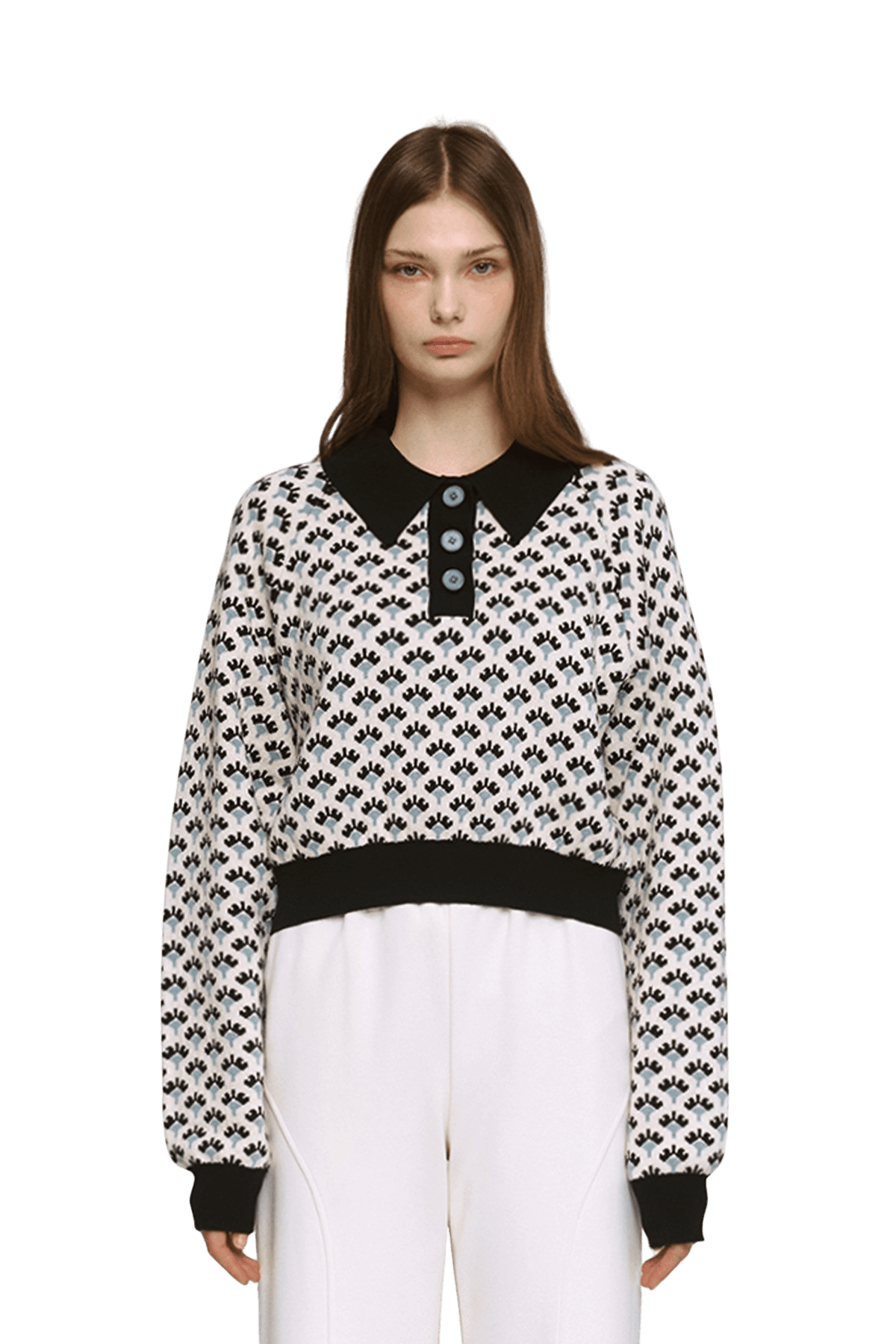 Jacquard Raglan Collar T-Shirt (IV) — vue 1