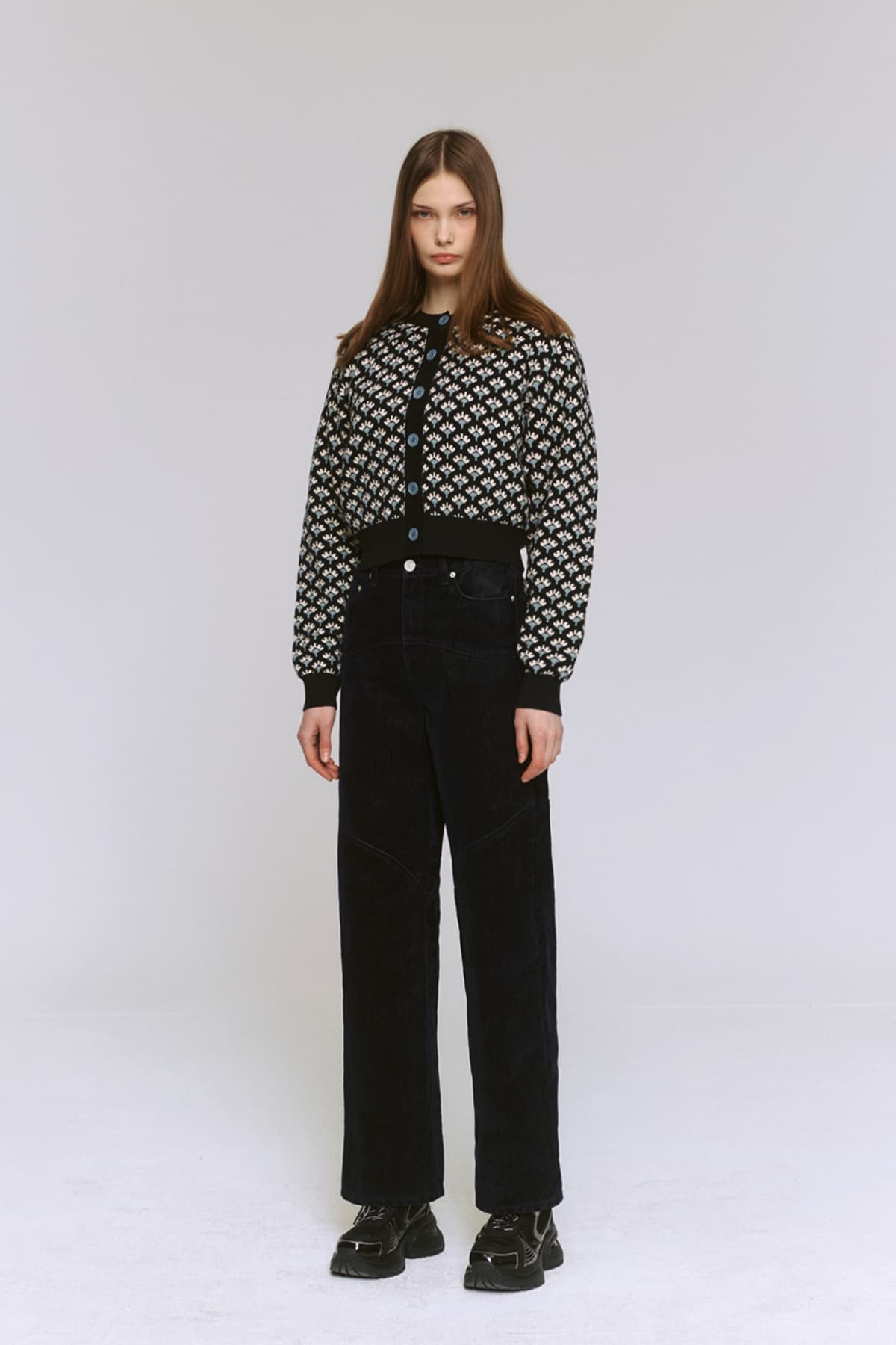 Jacquard Round Cardigan (BK) — vue 8