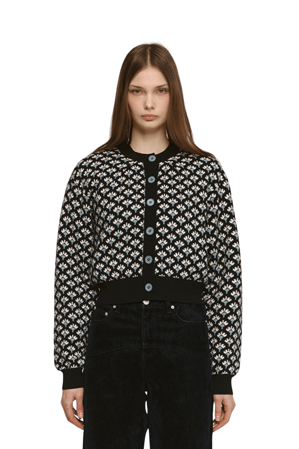 Jacquard Round Cardigan (BK)