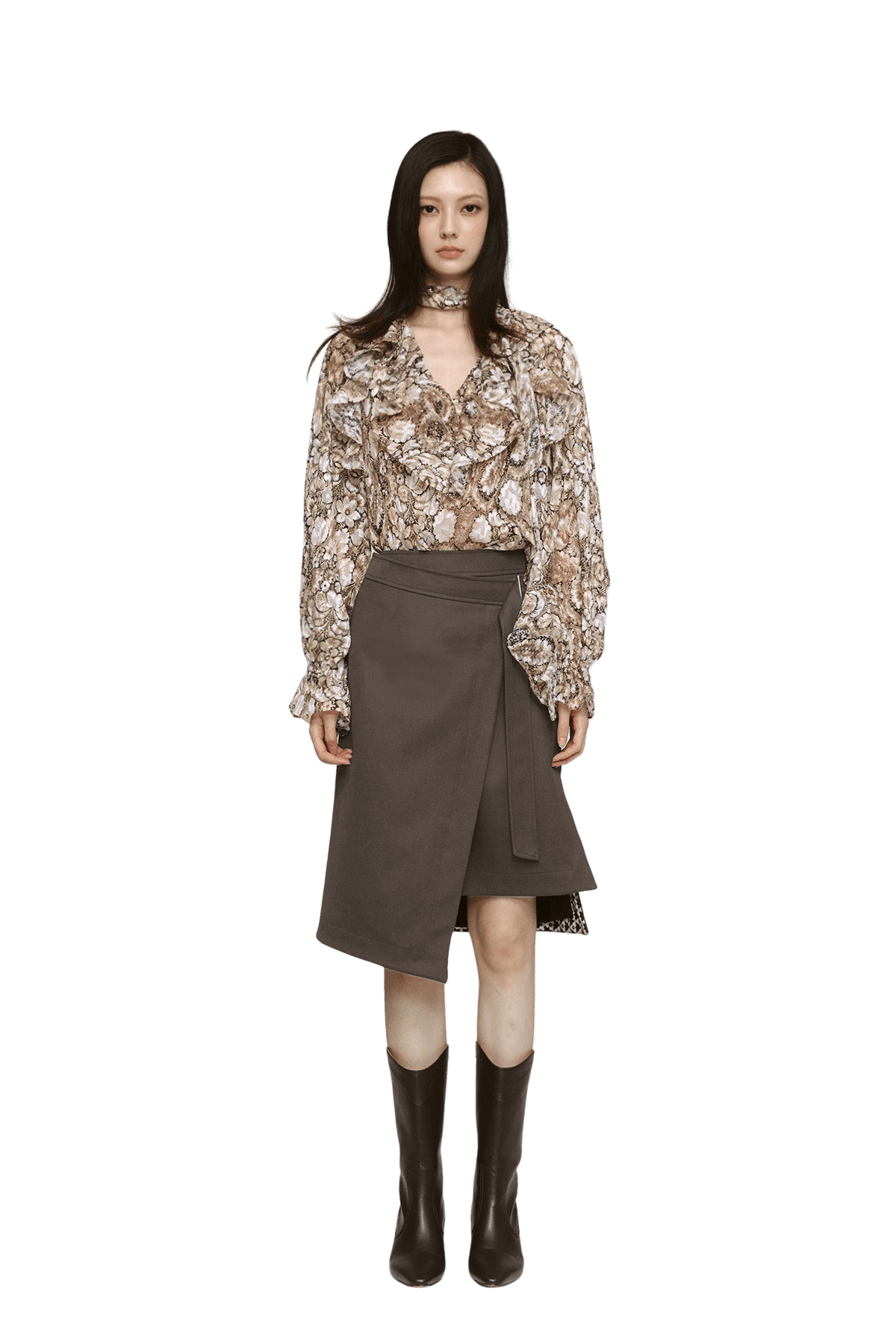Slit Midi Wrap Skirt (DB) — vue 1
