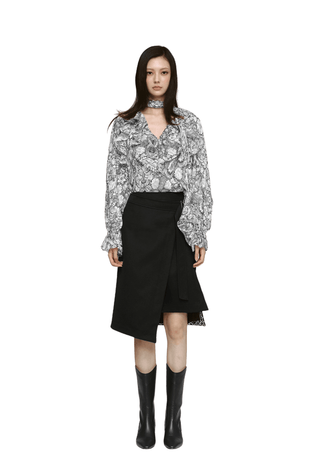 Slit Midi Wrap Skirt (BK)