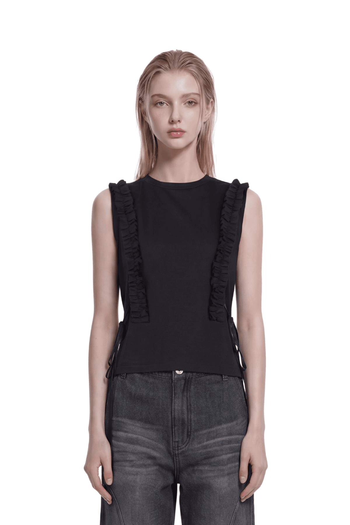 Frill Sleeveless T-shirt (B) — vue 4