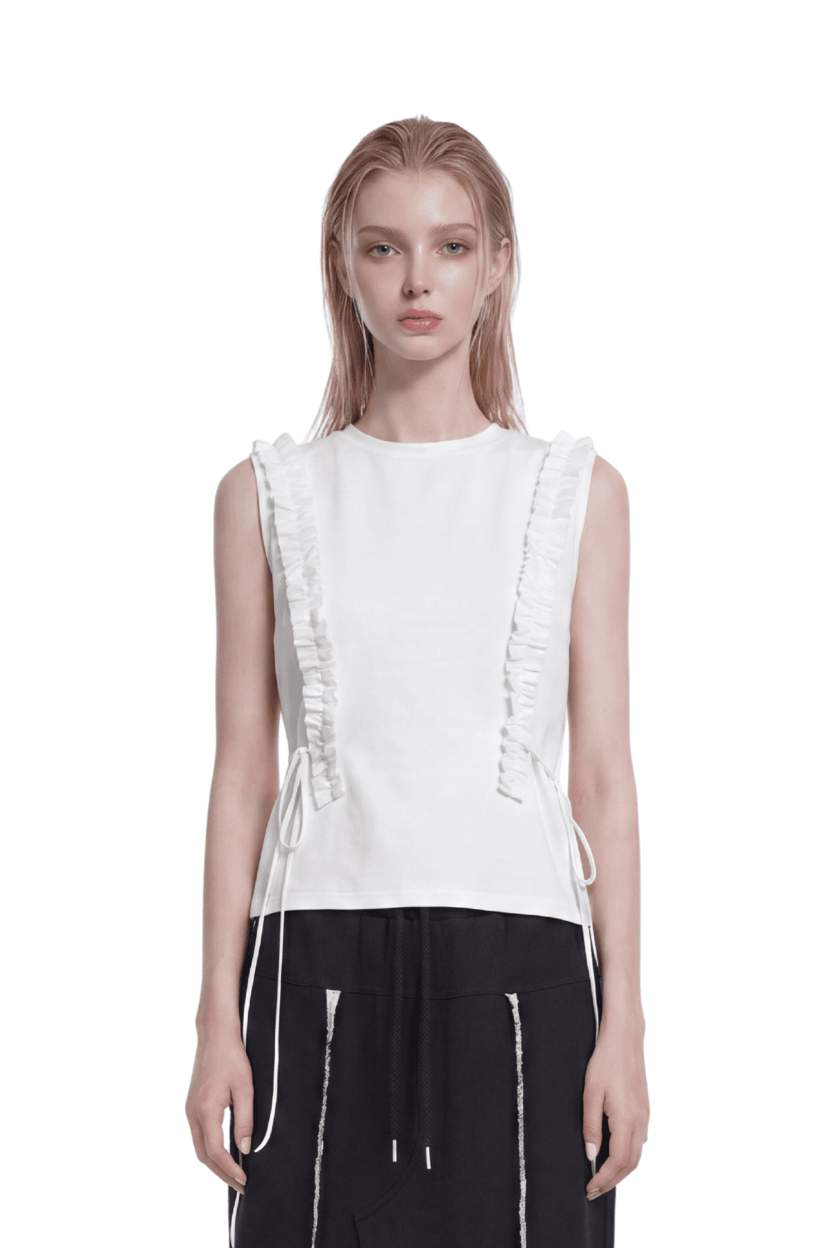 Frill Sleeveless T-shirt (W) — vue 4