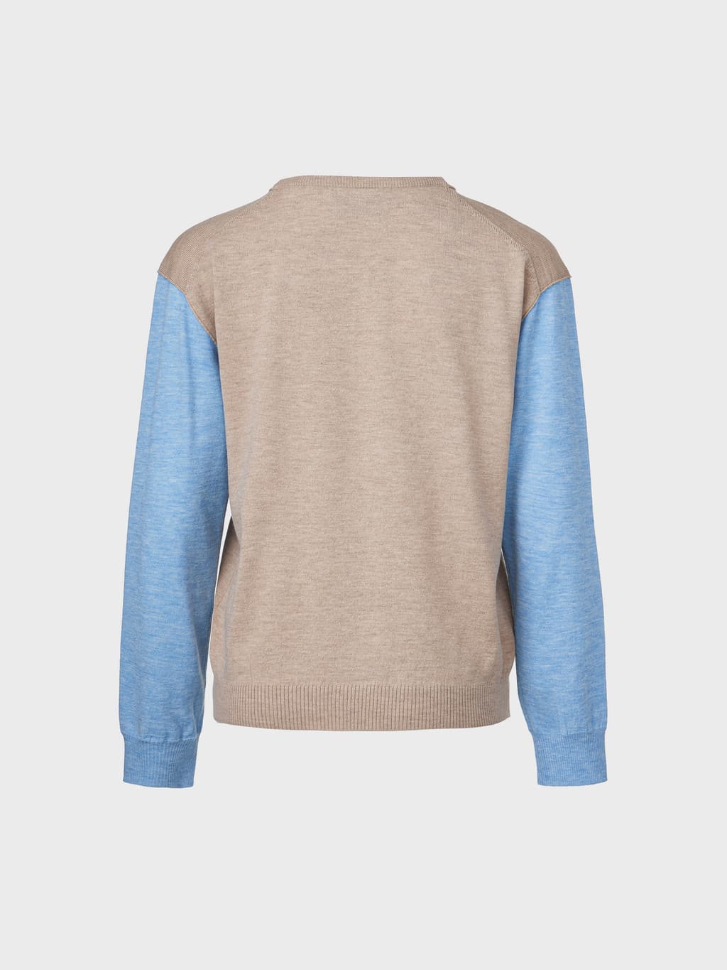 V-Neck Contrast Knit Top - Light Beige — vue 7