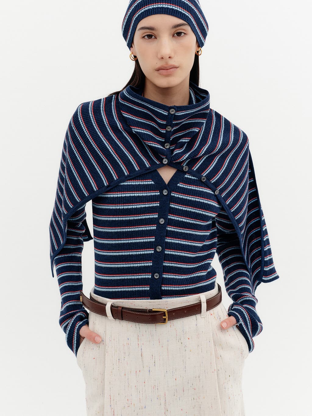 Multi Way Button Cardigan - Navy — vue 9
