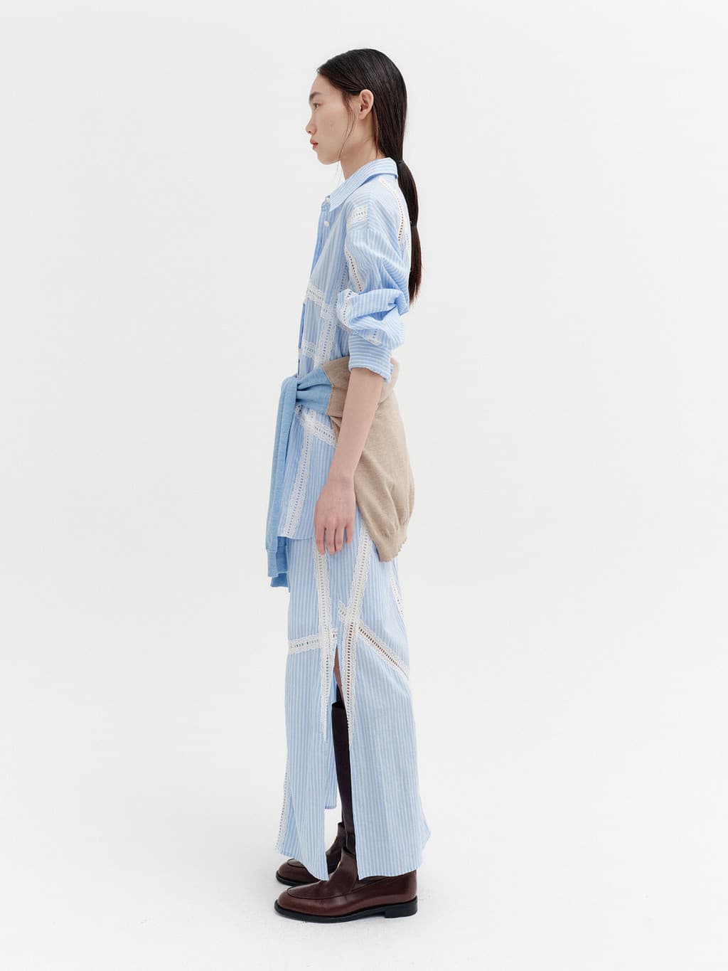 Lace Detail Panel Skirt - Sky Blue — vue 5