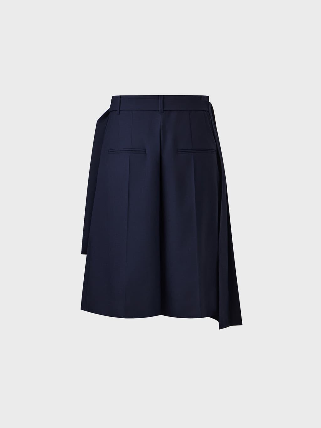 Front Pleated Convertible Shorts - Navy — vue 9