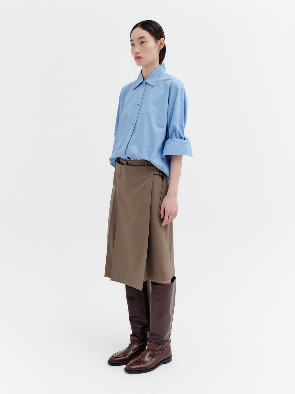 Front Pleated Convertible Shorts - Khaki — vue 4