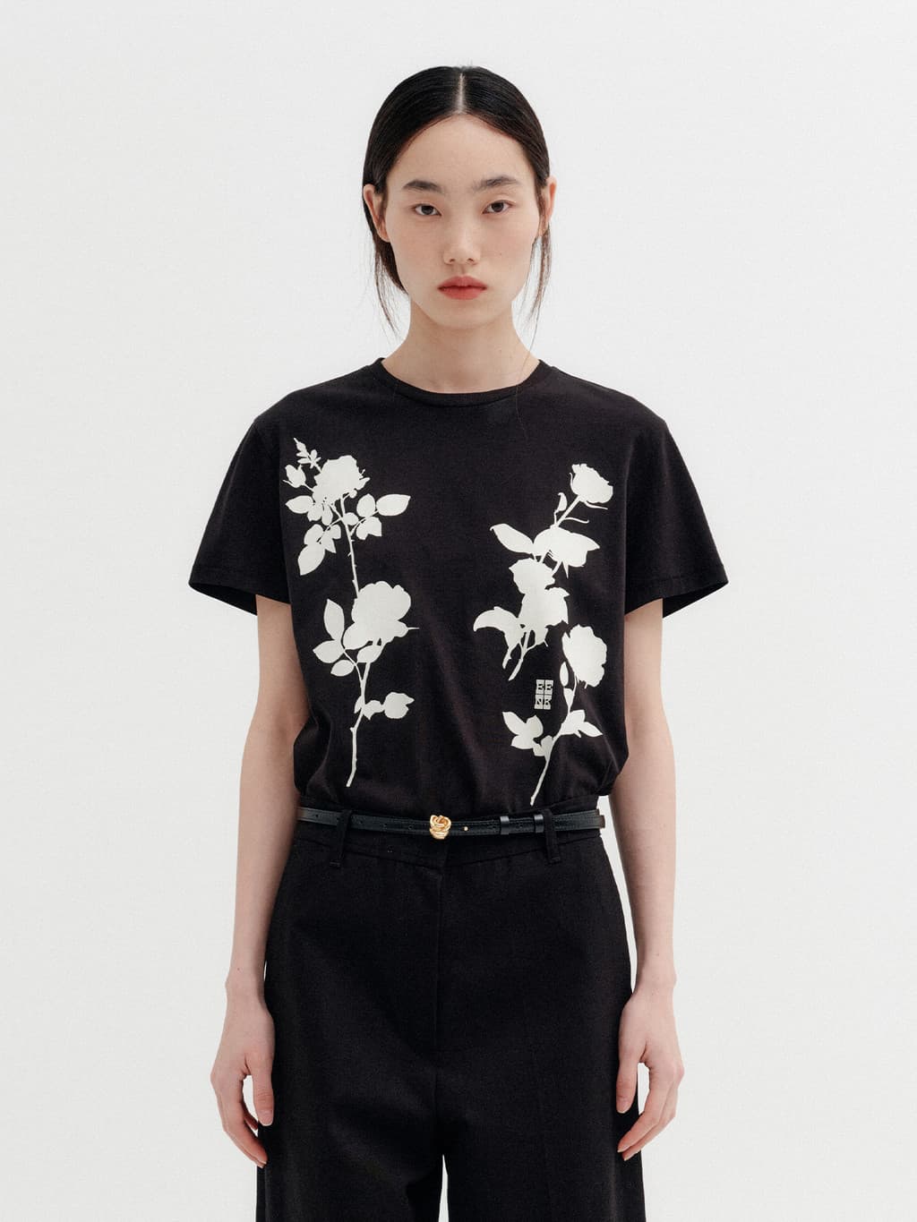 Front Rose Graphic T-Shirt - Black — vue 1