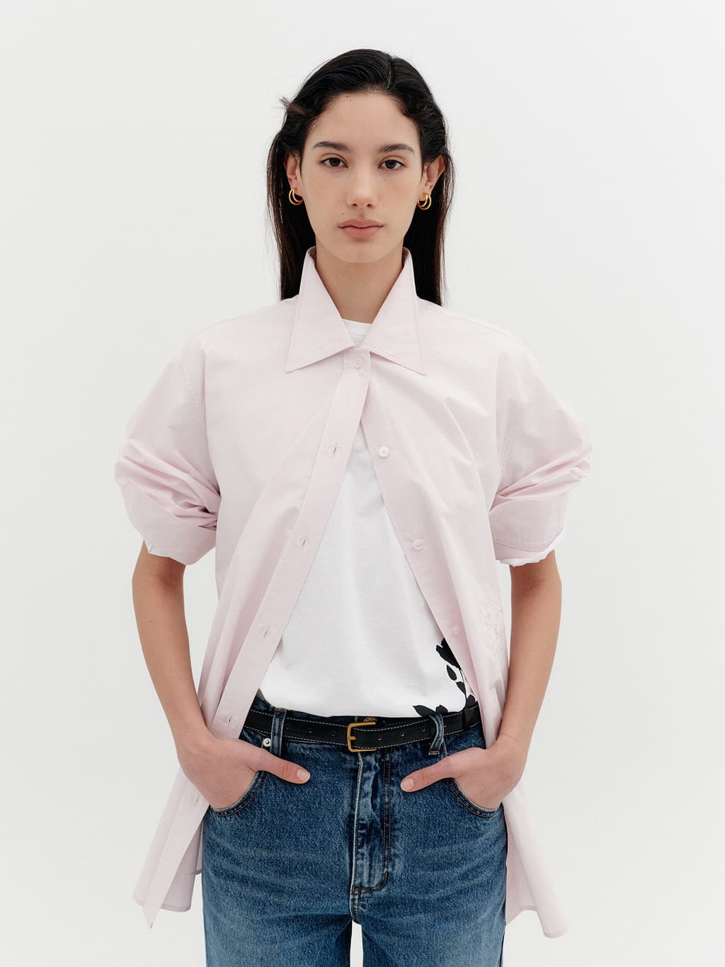 Classic Logo Embroidered Shirt - Light Pink — vue 1