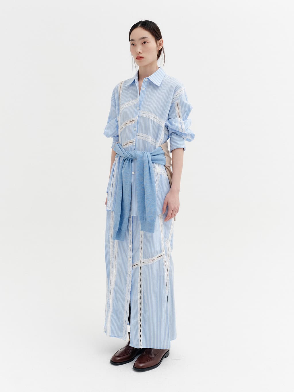 Lace Detail Panel Shirt - Sky Blue — vue 5