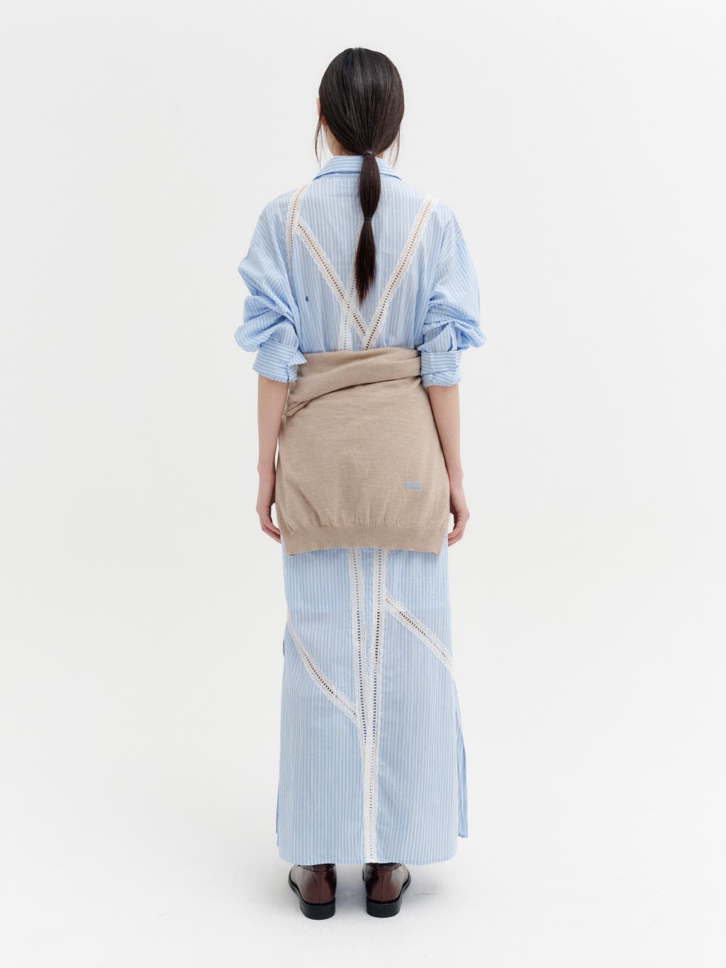 Lace Detail Panel Shirt - Sky Blue — vue 7