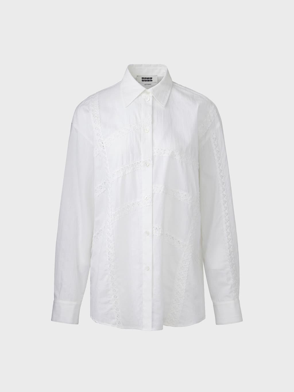 Lace Detail Panel Shirt - White — vue 3