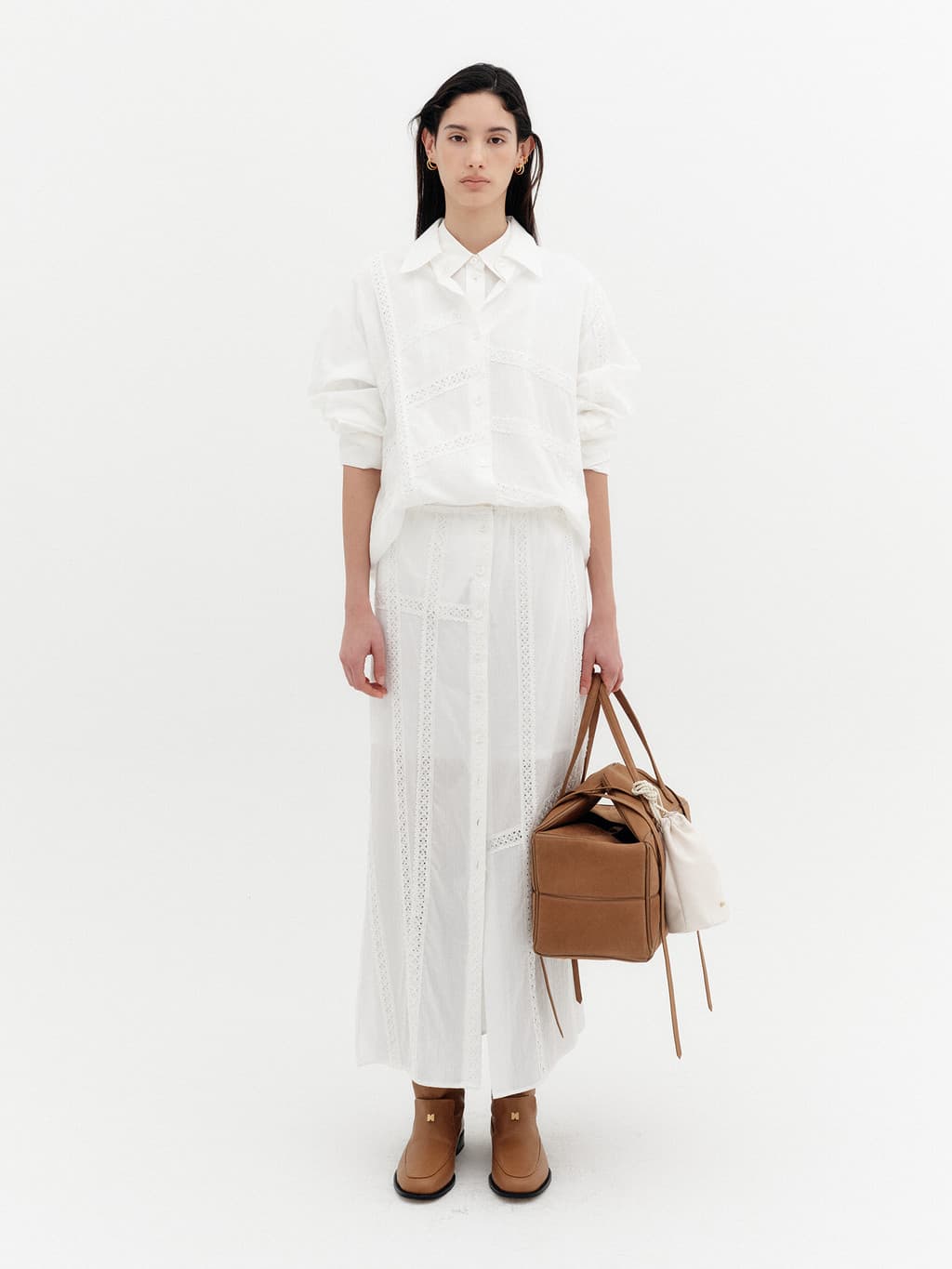 Lace Detail Panel Shirt - White — vue 4