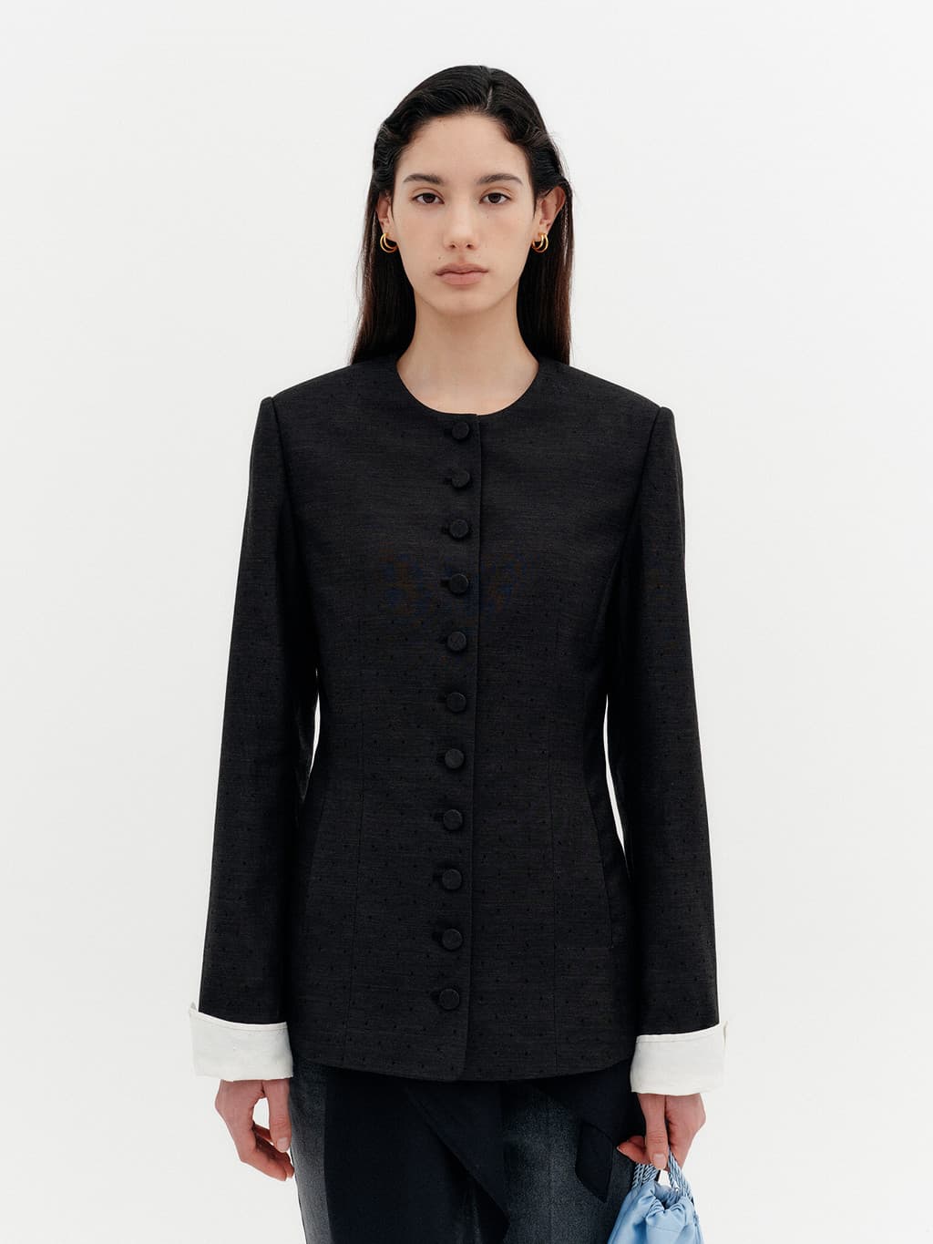 Convertible Collar Jacket - Black — vue 7