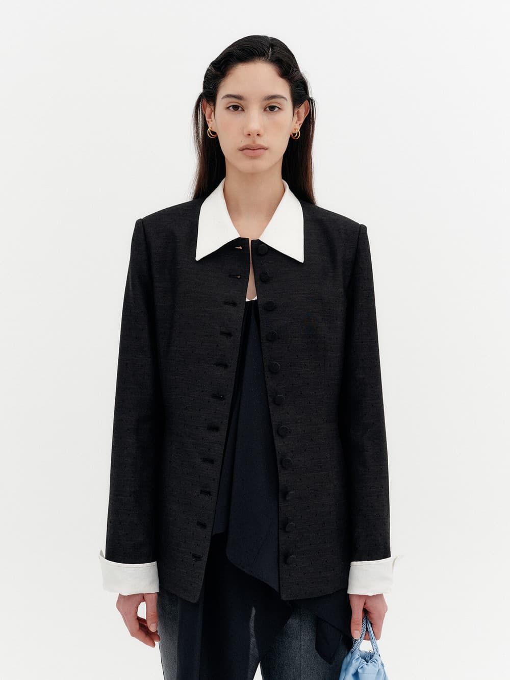 Convertible Collar Jacket - Black