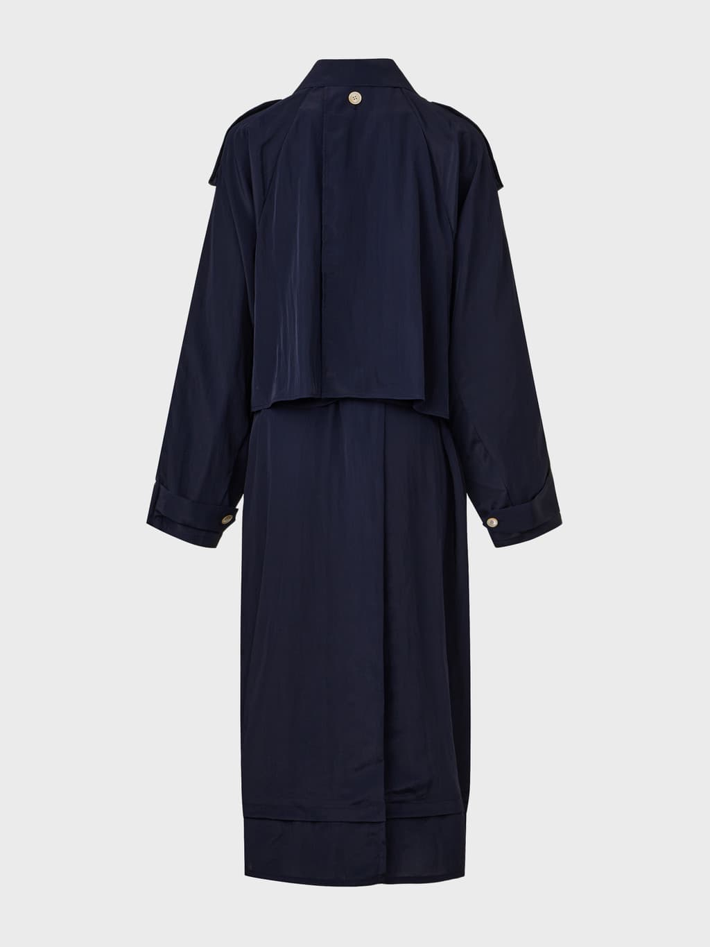 Layered Collar Trench Coat - Navy — vue 13