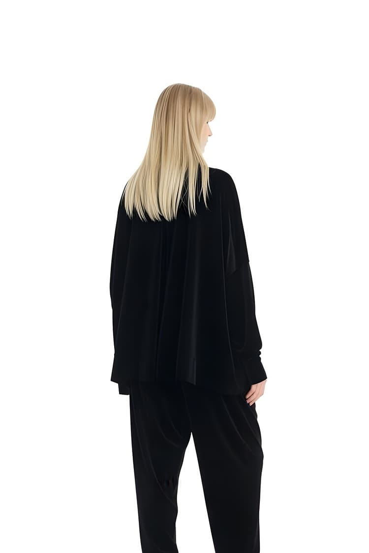 GDeL Velvet Wide Tie Hoodie (Black) — vue 3